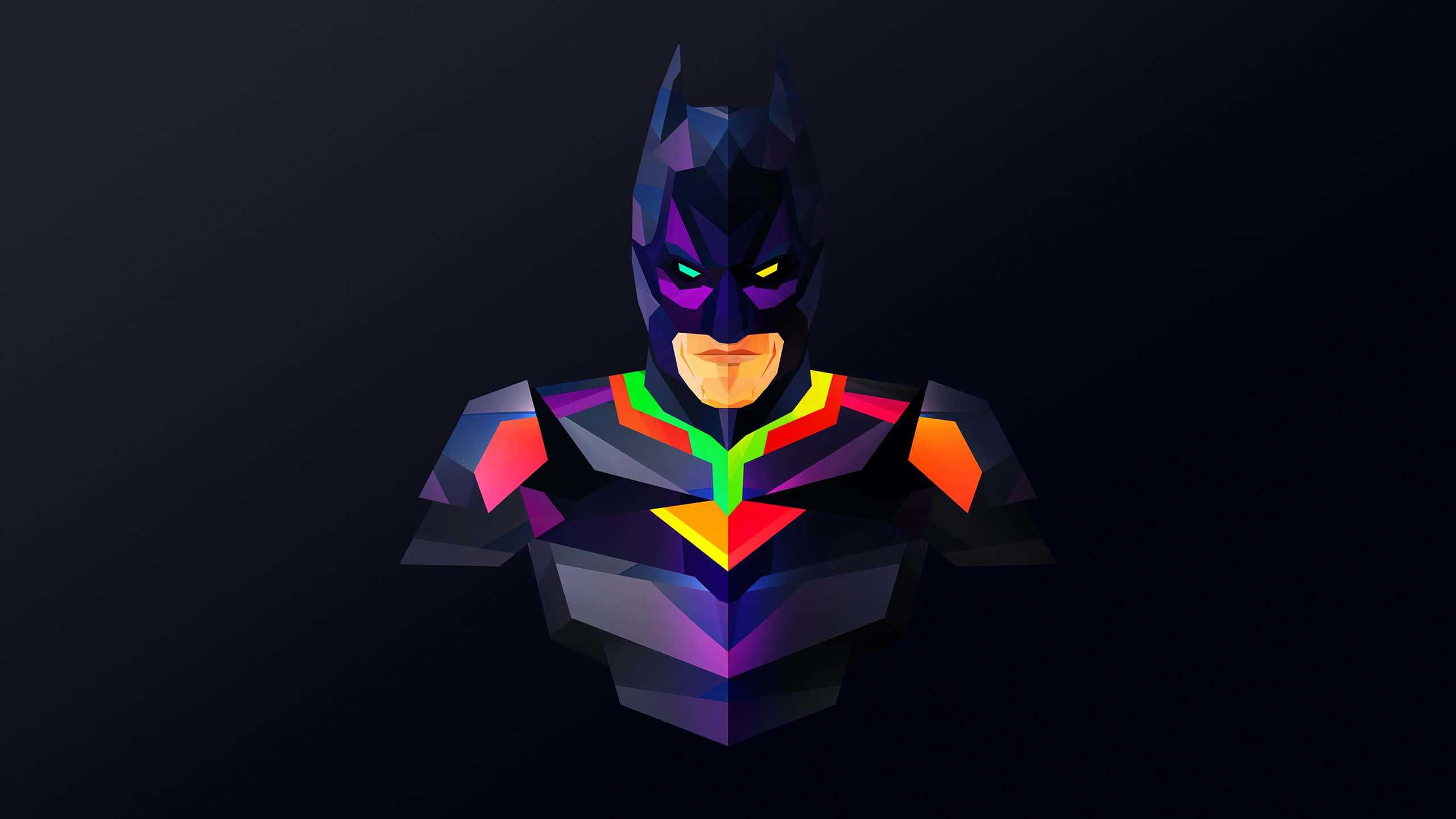 Batman, low-poly, glowing yellow eyes, 2K Desktop Wallpaper