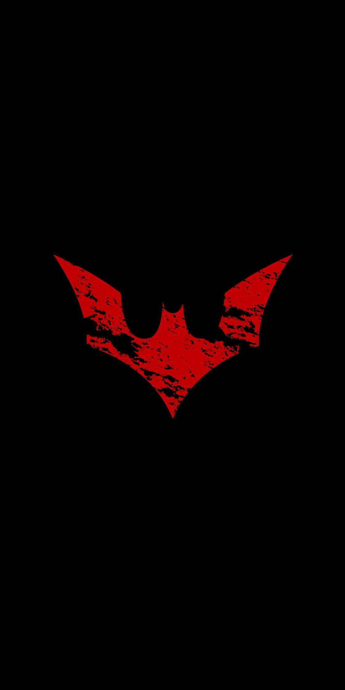 Batman, red textured bat symbol, stark black background, Full HD Phone Wallpaper