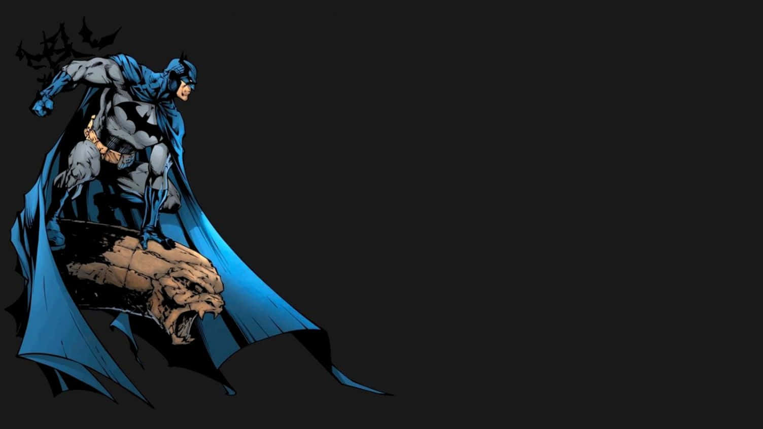 Batman, gargoyle statue, cape billowing, HD Desktop Wallpaper