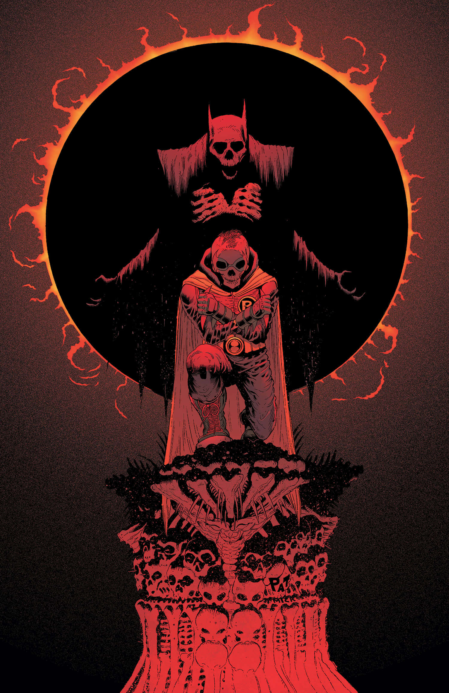 Batman, Robin, skull throne, Full HD Phone Wallpaper