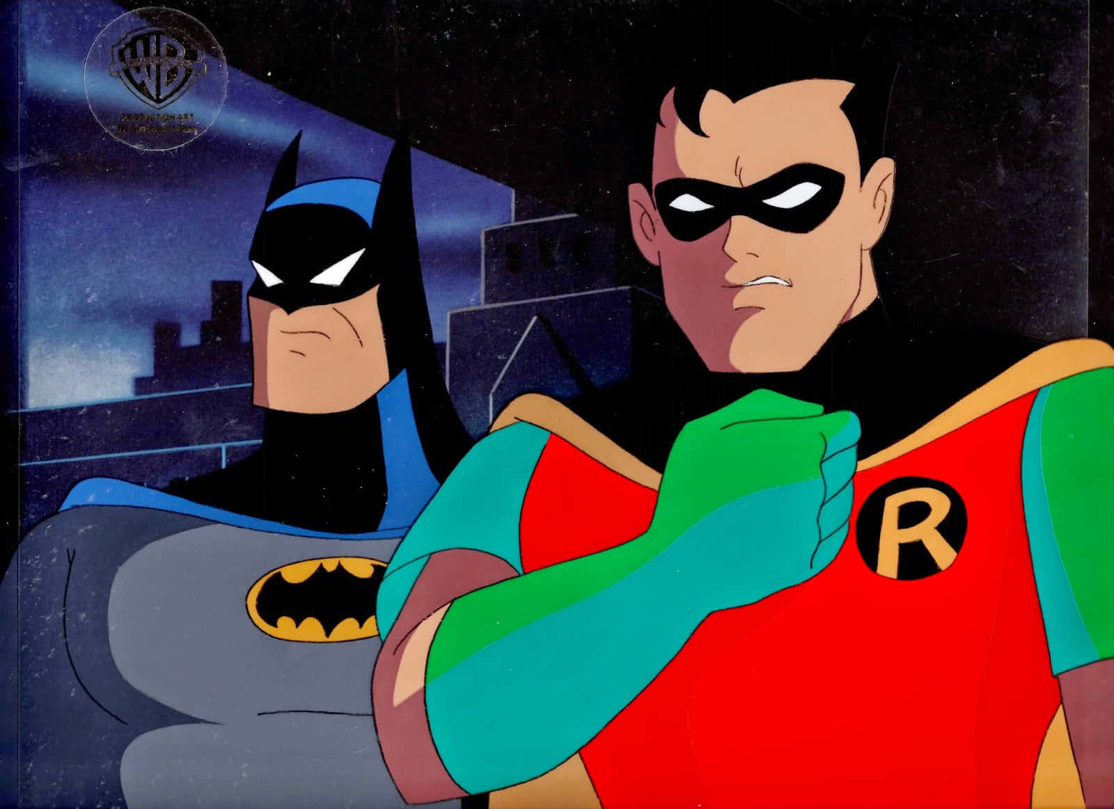Batman, Robin, nighttime cityscape, HD Desktop Wallpaper