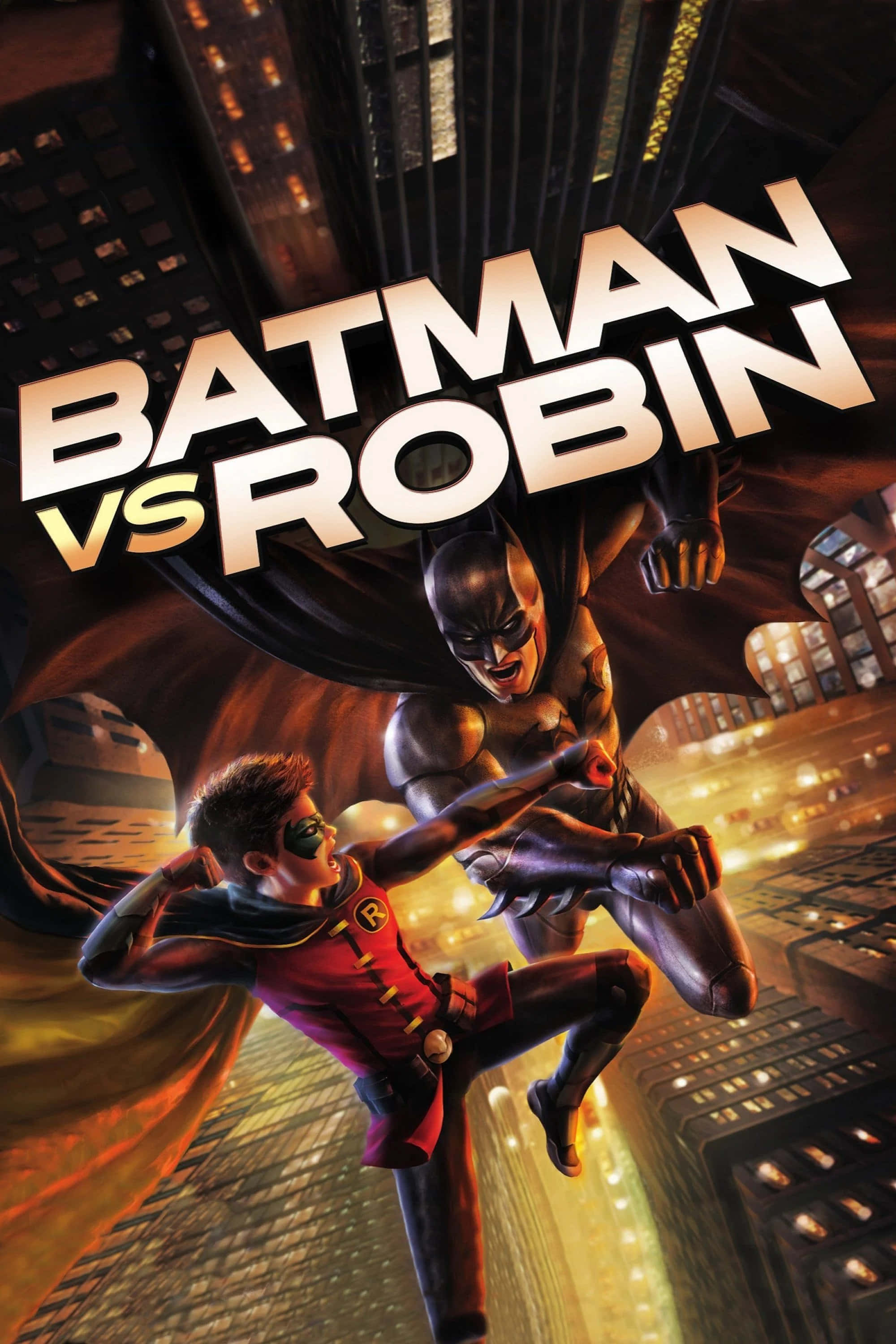 Batman, Robin, glowing cityscape, 2K Phone Wallpaper