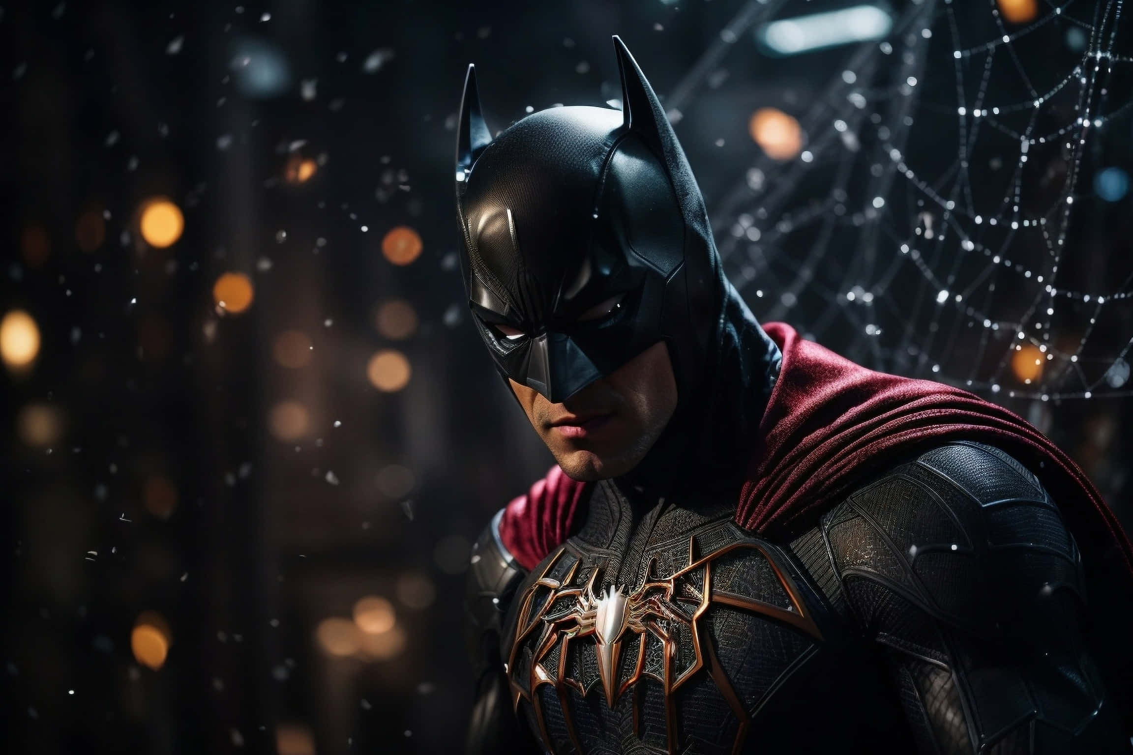 Batman, Spiderman, black suit, Full HD Desktop Wallpaper
