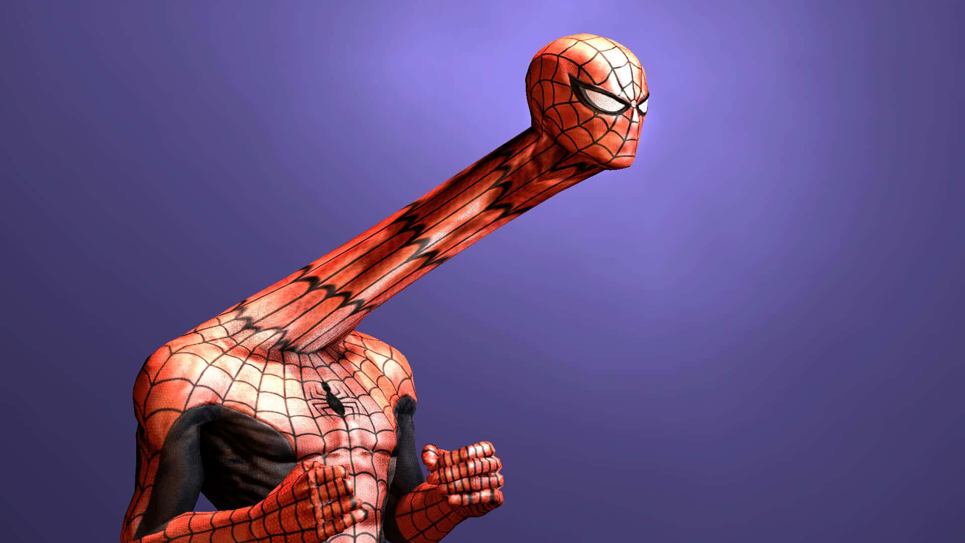 Spiderman, exaggeratedly long neck, dynamic pose, Full HD Desktop Wallpaper