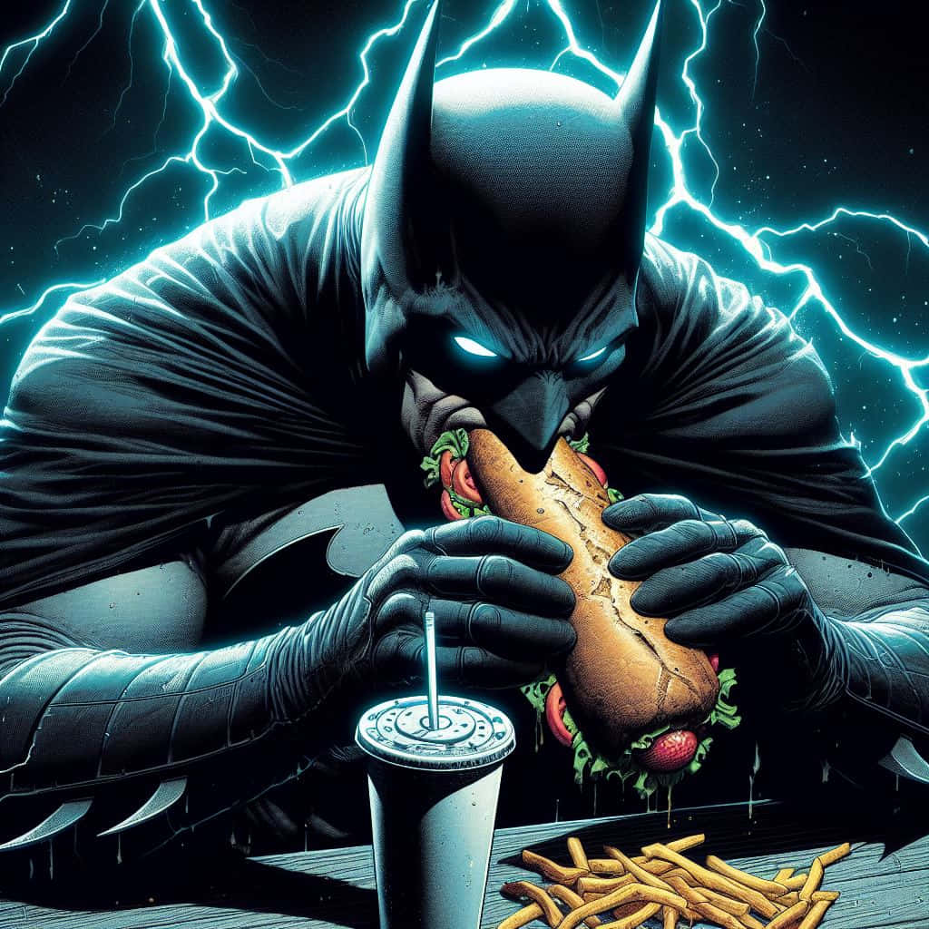 Batman, dark cape, giant sub sandwich, SD Desktop Wallpaper