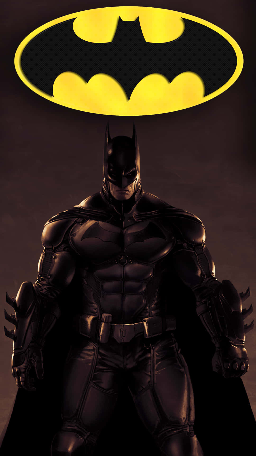 Batman Android, Batman, glowing yellow bat symbol emblem, Full HD Phone Wallpaper
