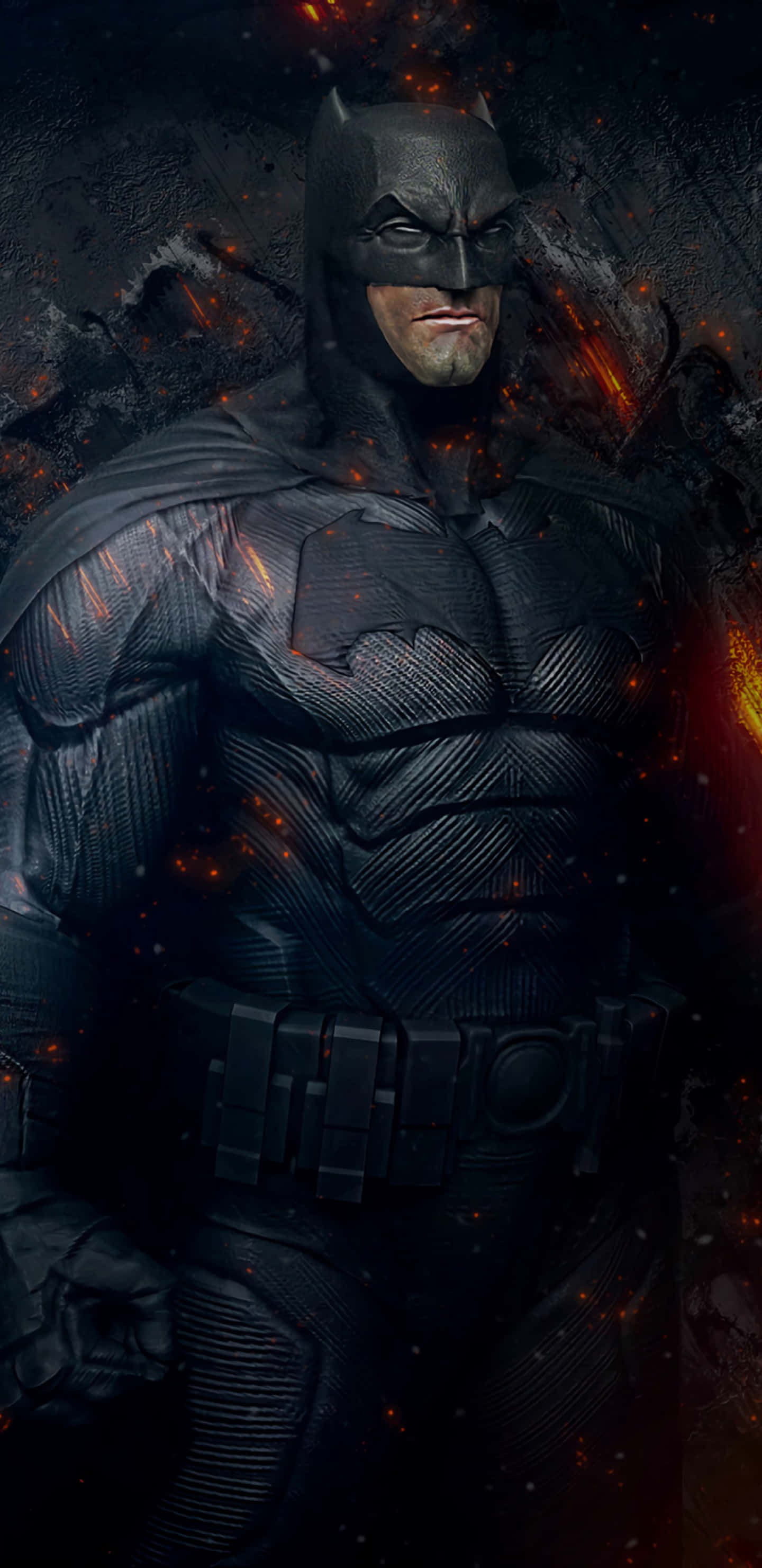 Batman, Android, glowing embers, 2K Phone Wallpaper