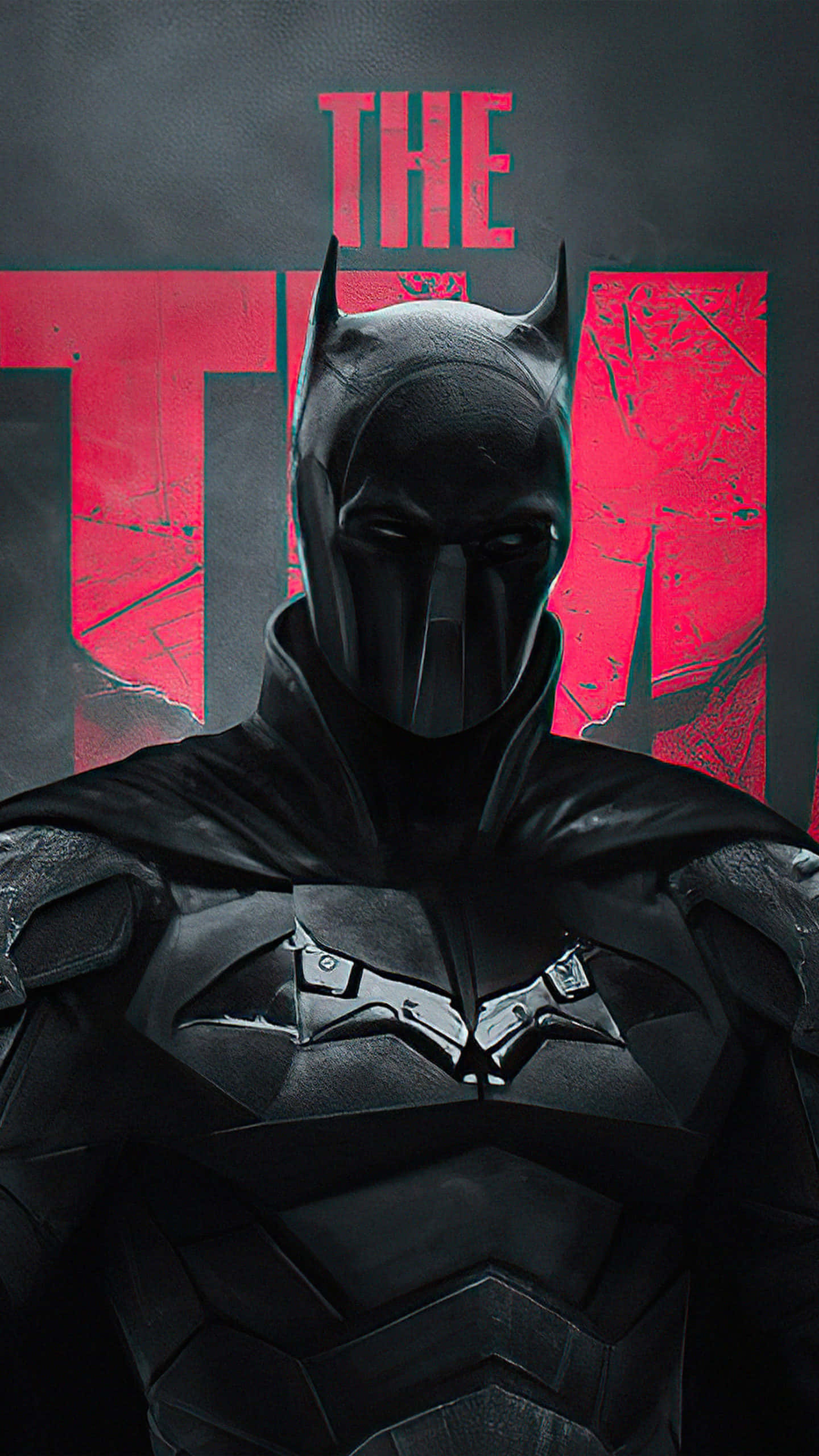 Batman Android, Batman, red 'THE' text, 2K Phone Wallpaper