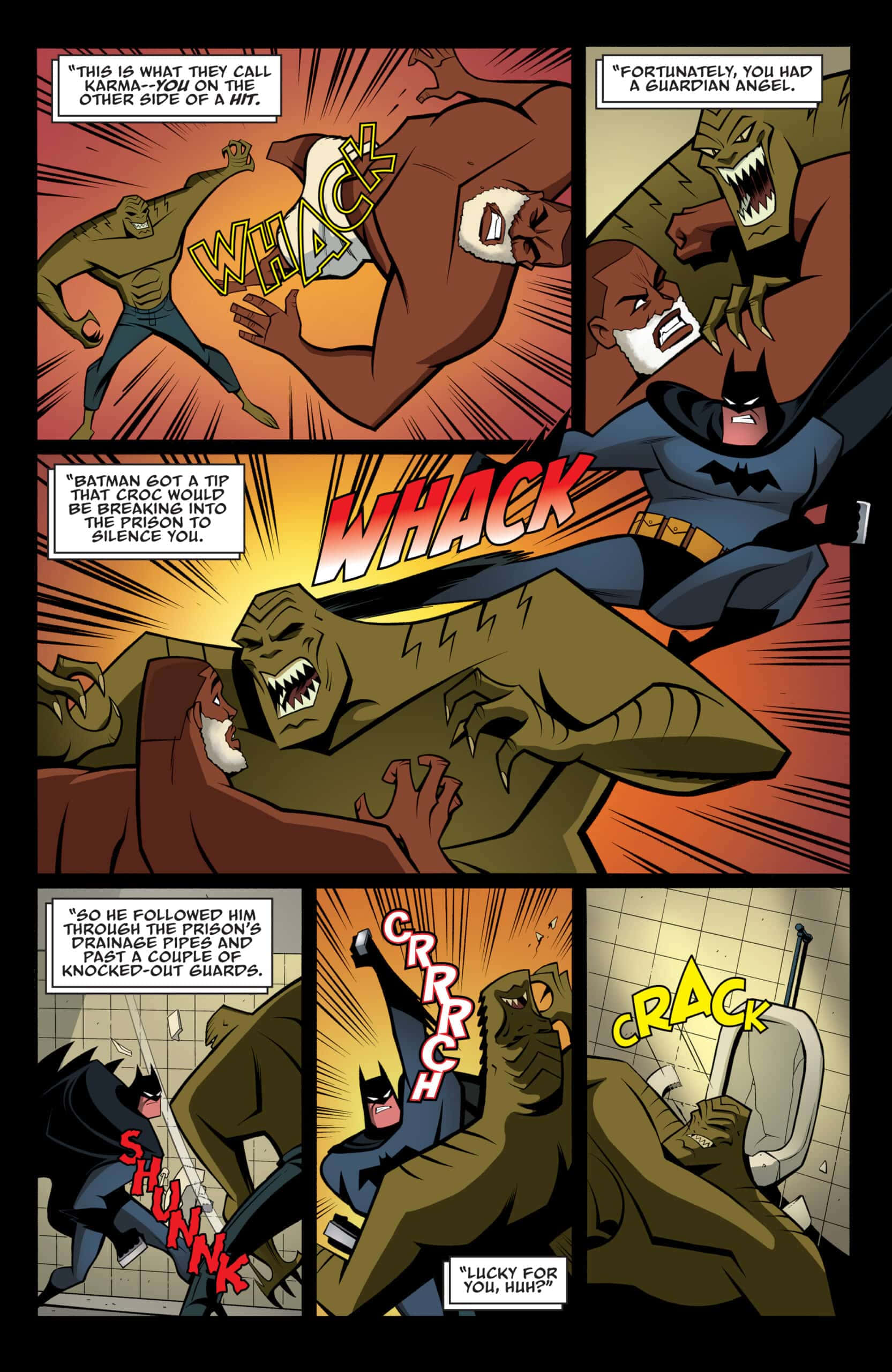 Batman Animated Adventures, Batman, monstrous crocodile, 2K Phone Wallpaper