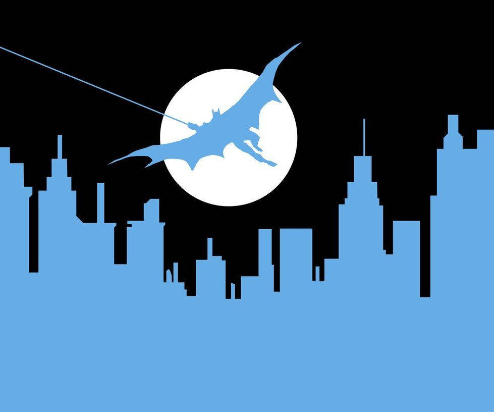 Blue Batman, silhouette, full moon, SD Desktop Wallpaper