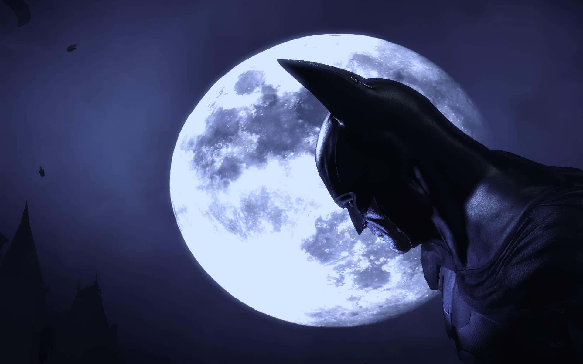 Batman, Arkham Asylum, full moon, Full HD Desktop Wallpaper
