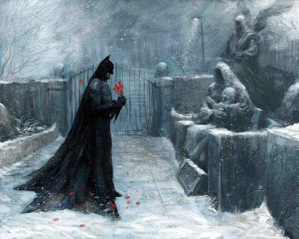Batman, Arkham Asylum, snowy cemetery, SD Desktop Wallpaper