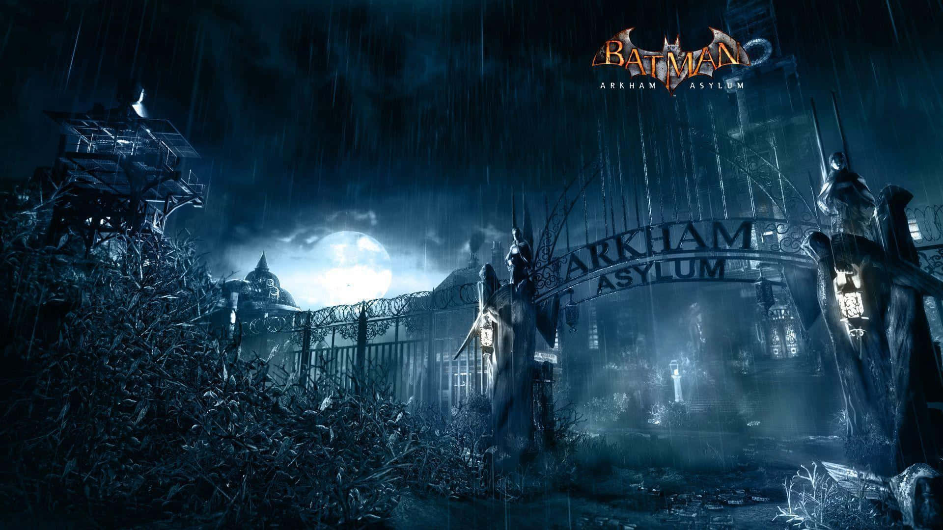 Batman Arkham Asylum, Arkham Asylum, stormy night, Full HD Desktop Wallpaper