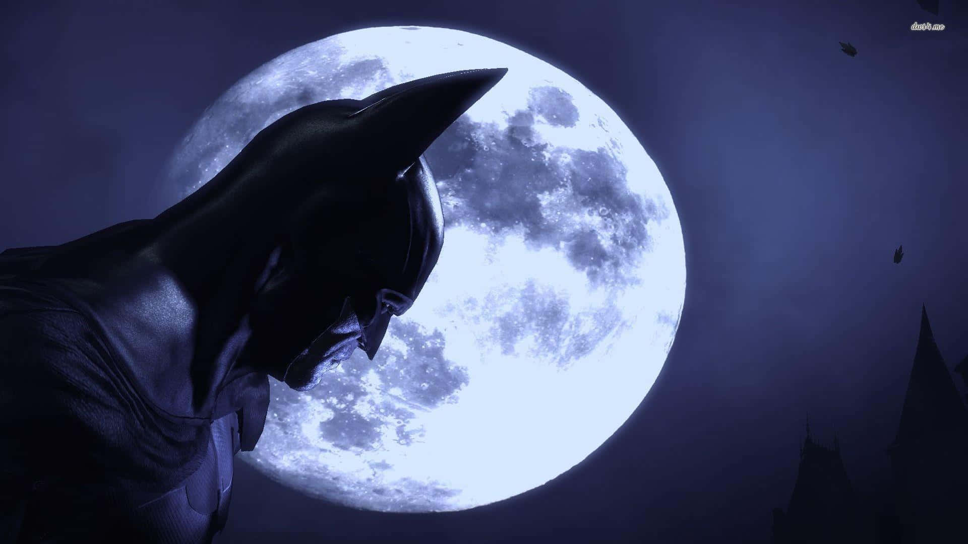 Batman, Arkham Asylum, glowing moon, Full HD Desktop Wallpaper