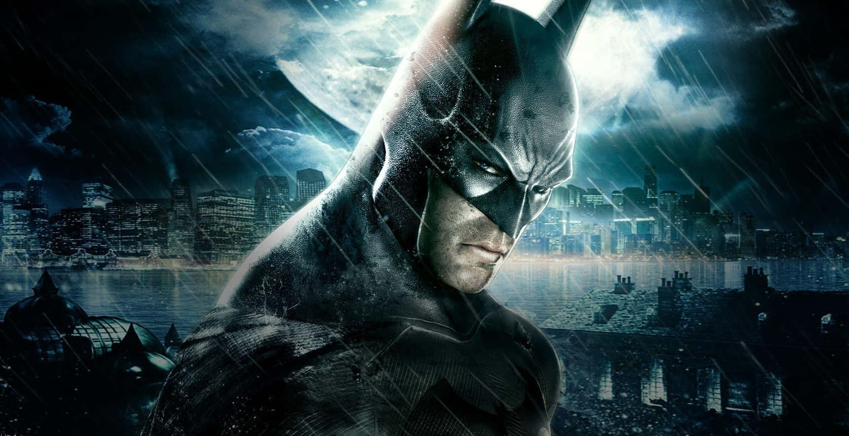 Batman, Arkham Asylum, rain, HD Desktop Wallpaper