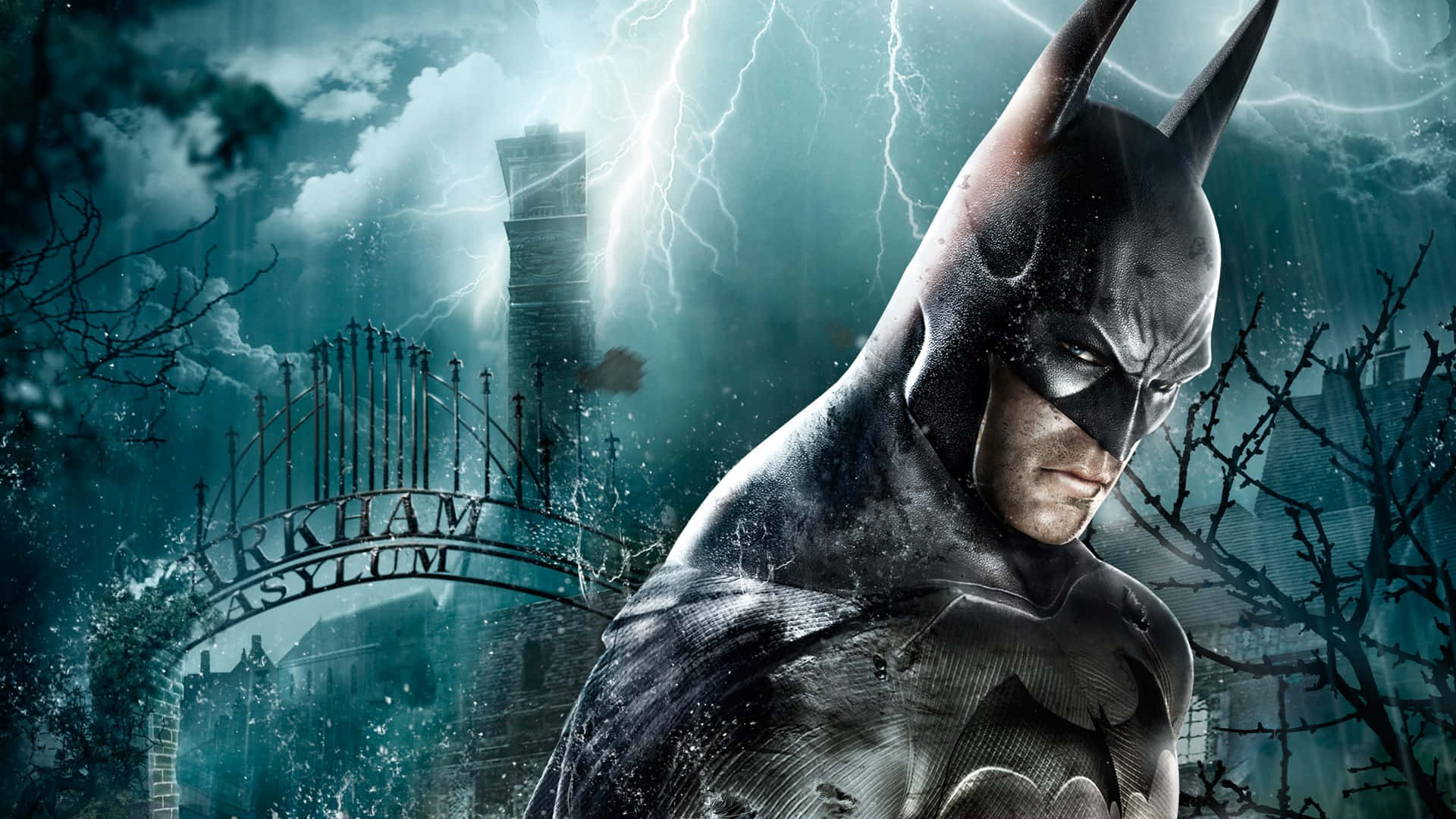 Arkham Asylum, Batman, gothic gate, Full HD Desktop Wallpaper