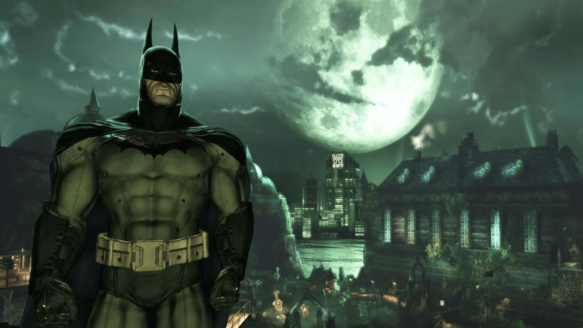 Batman, Arkham Asylum, gothic city, Full HD Desktop Wallpaper
