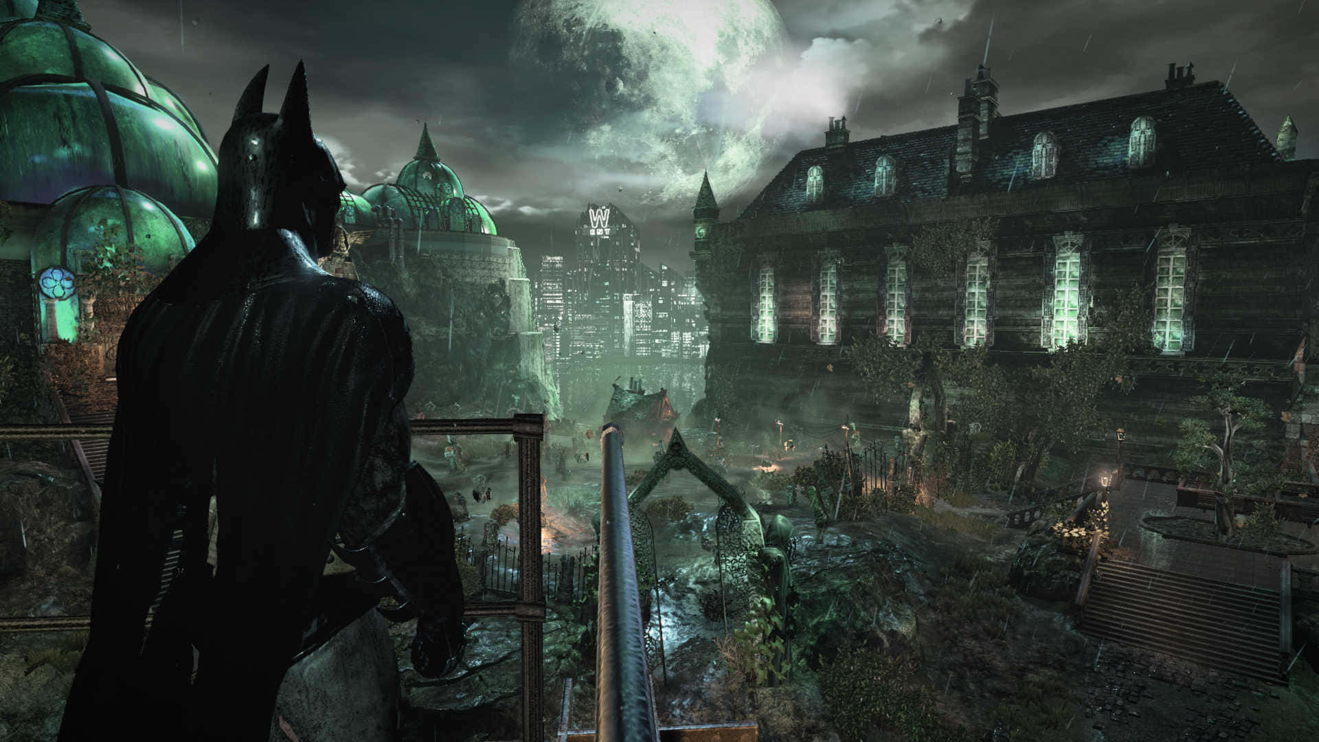 Batman, Arkham Asylum, gothic cityscape, Full HD Desktop Wallpaper