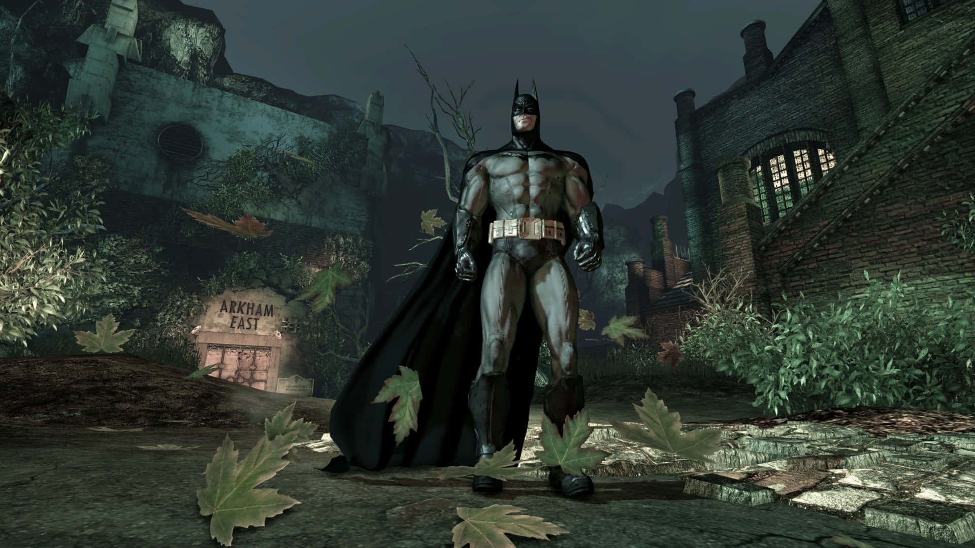 Arkham Asylum, Batman, moonlit sky, Full HD Desktop Wallpaper