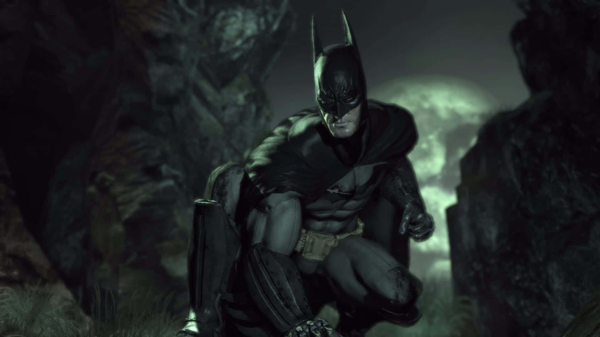 Arkham Asylum, Batman, full moon, Full HD Desktop Wallpaper
