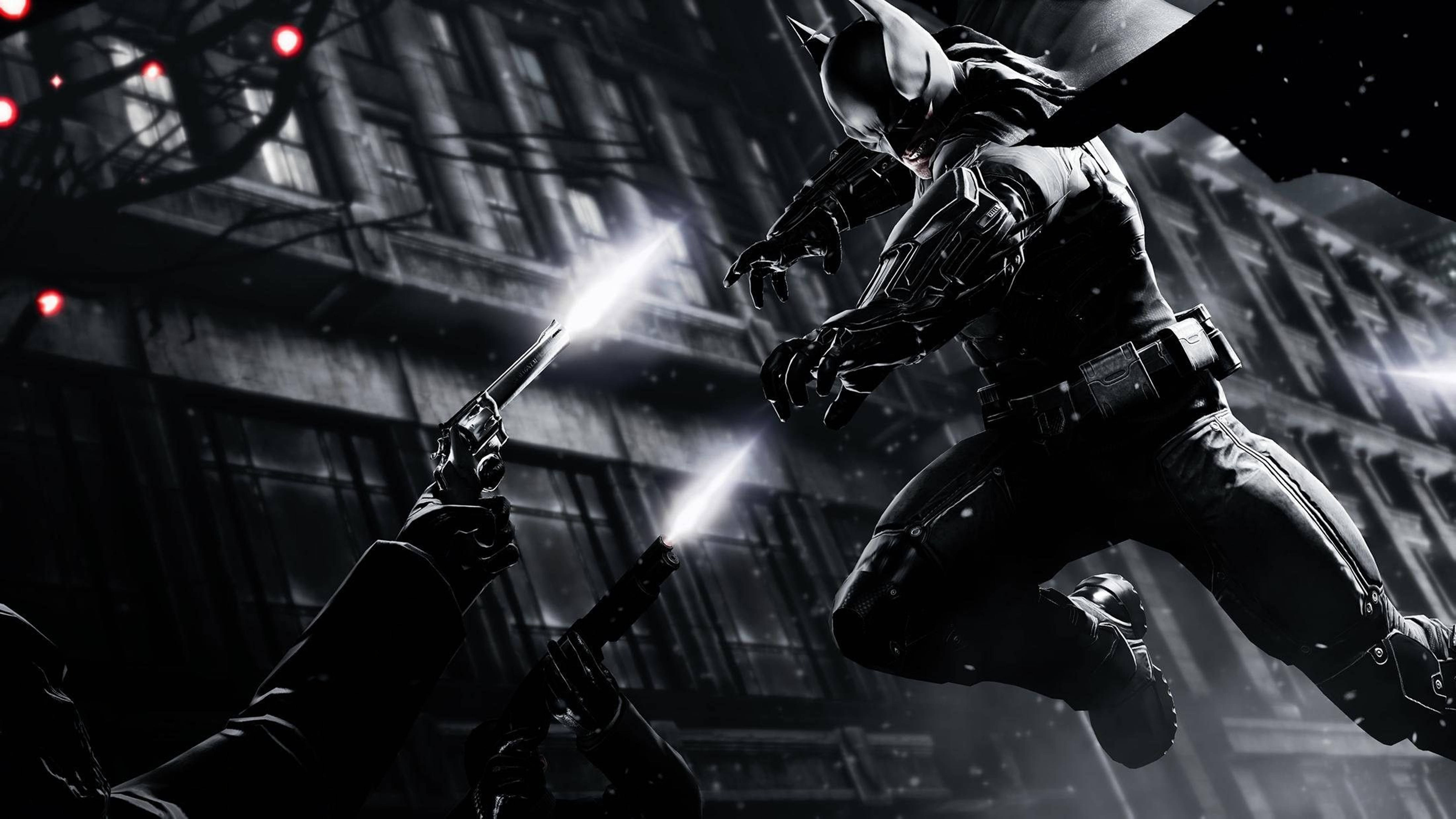 Batman, Arkham City, glowing guns, 5K Desktop Wallpaper