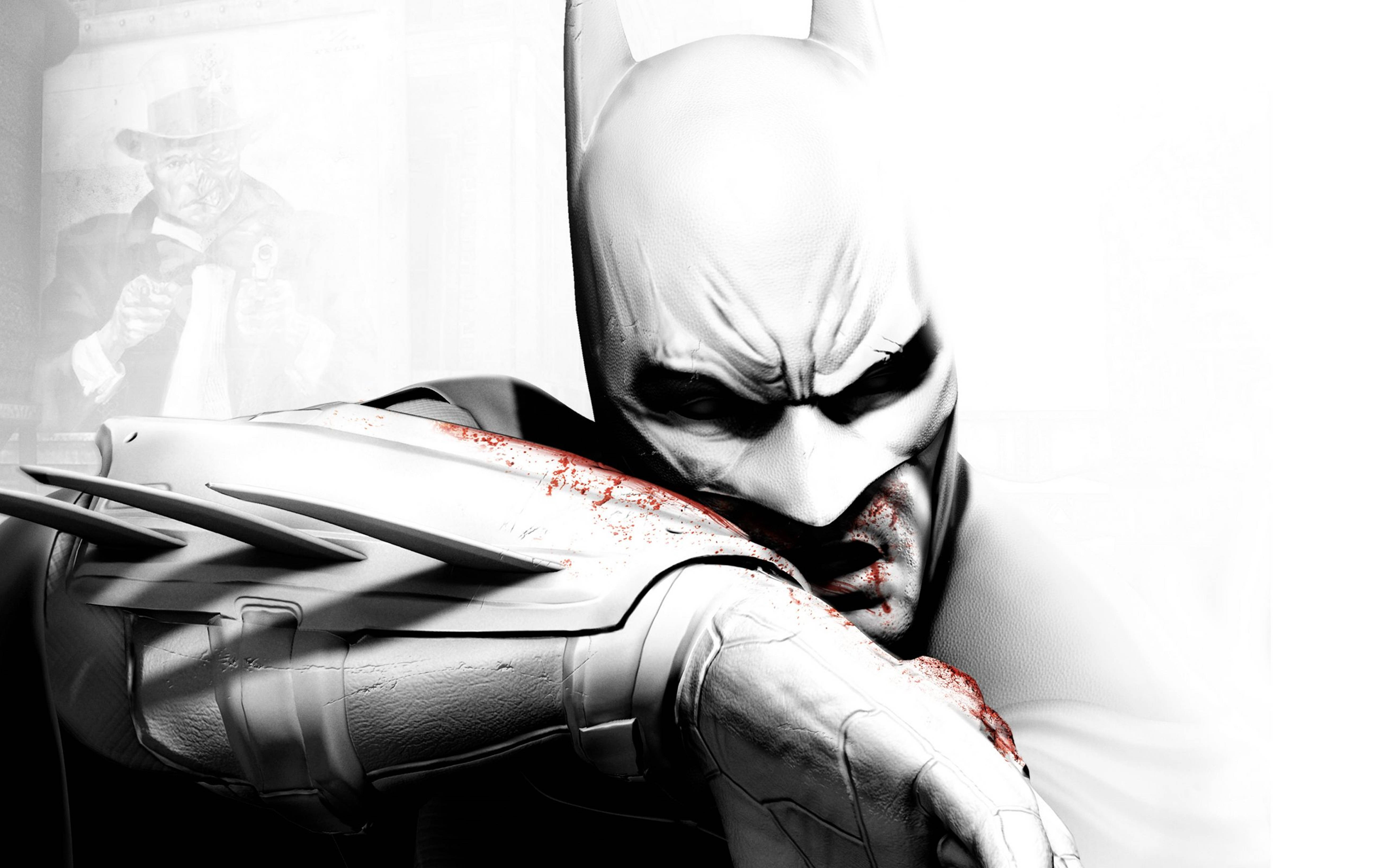 Batman, Arkham City, bloodied armor, 5K Desktop Wallpaper