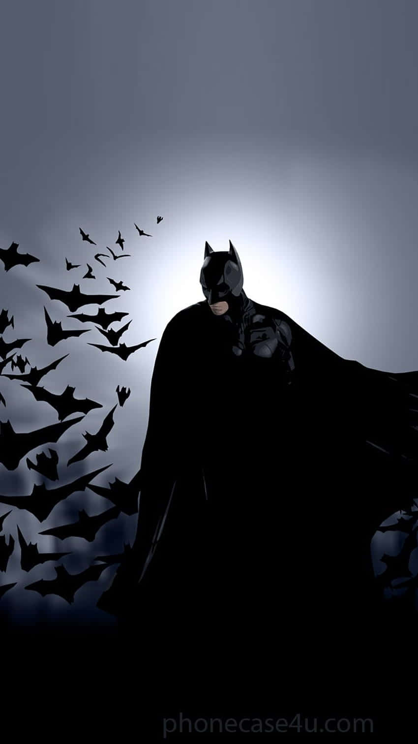 Batman, silhouette, glowing sky, HD Phone Wallpaper