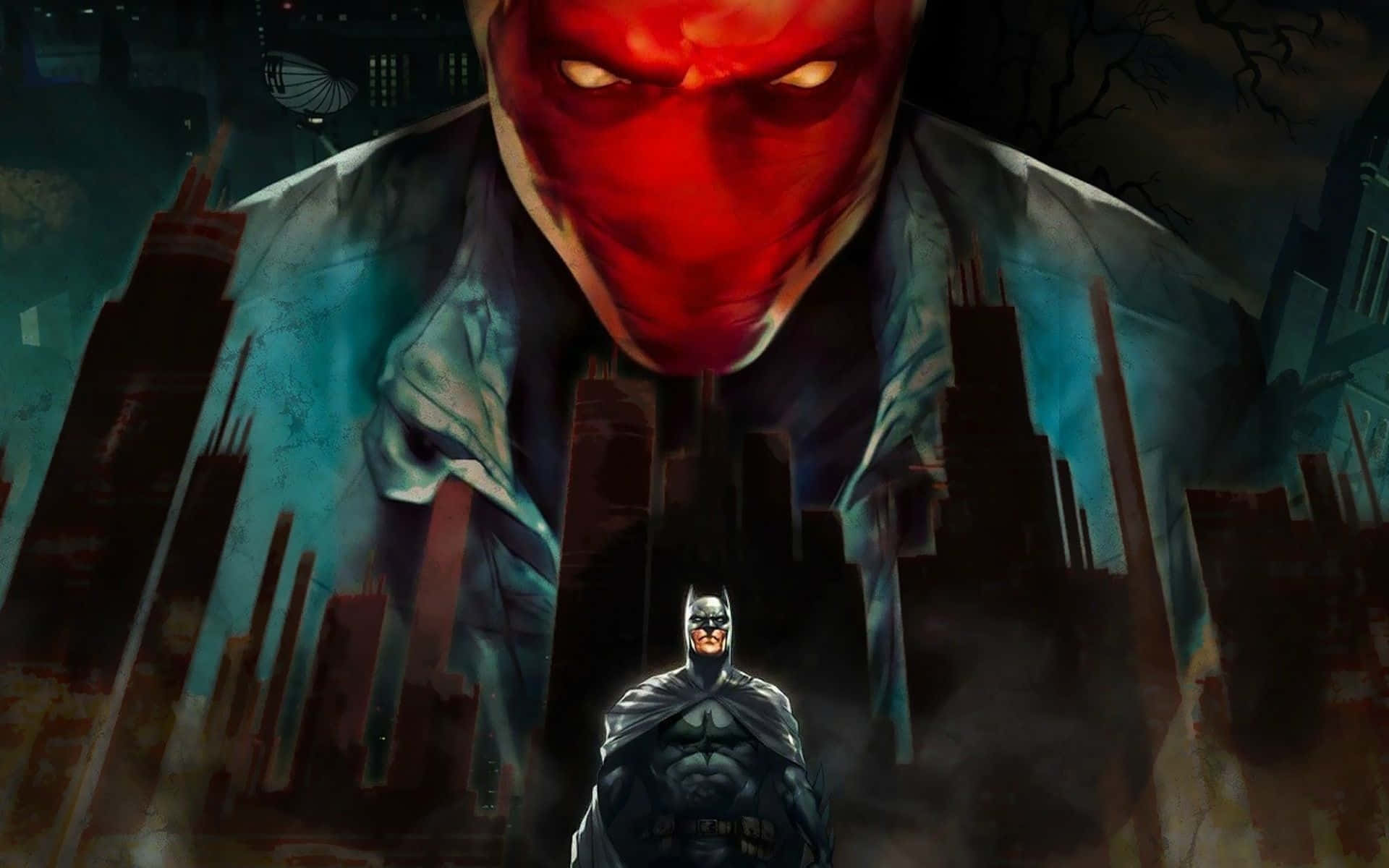 Batman, Arkham City, red-masked figure, Full HD Desktop Wallpaper