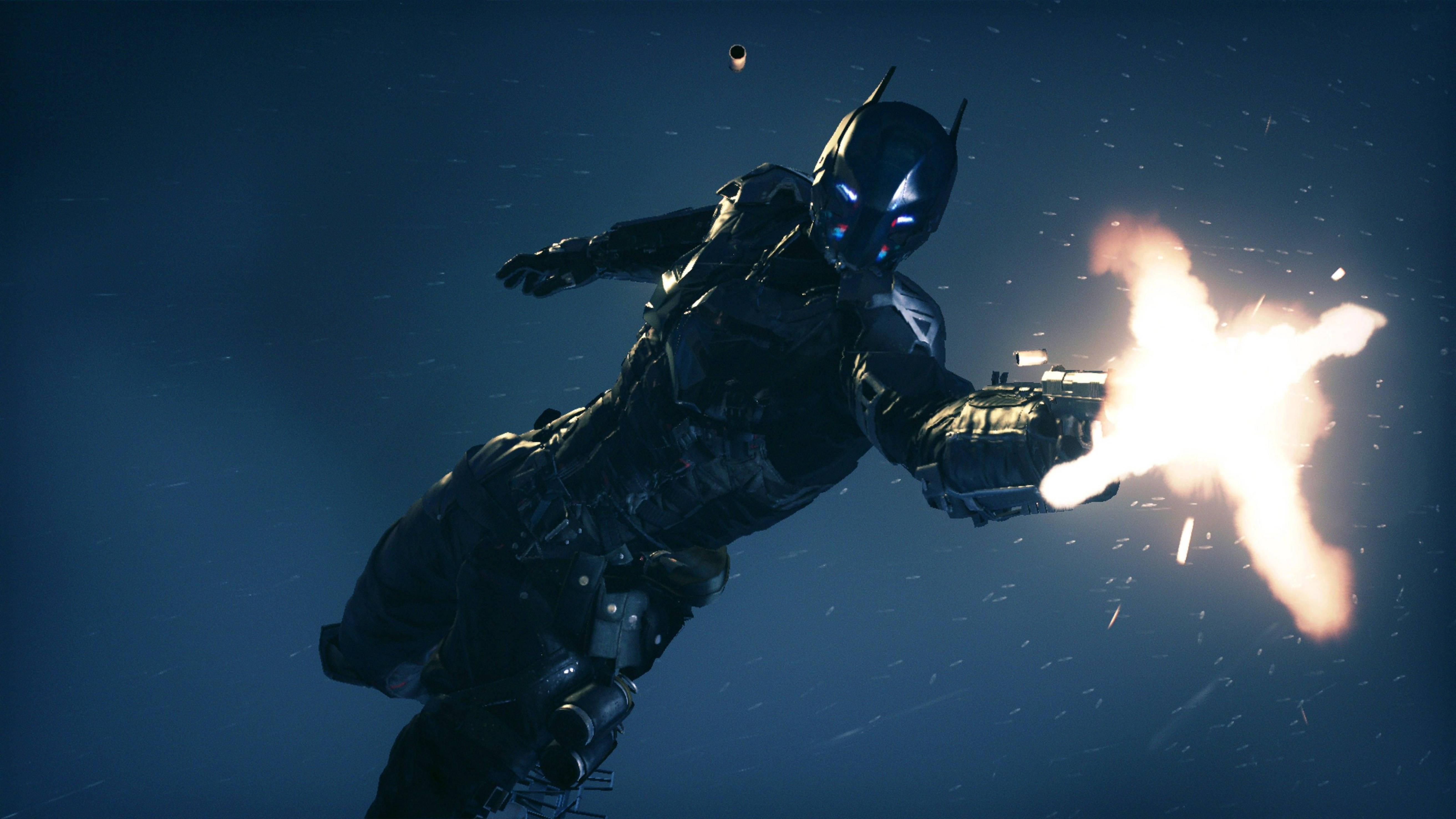 Batman Arkham City, grappling gun, dark blue sky, 5K Desktop Wallpaper