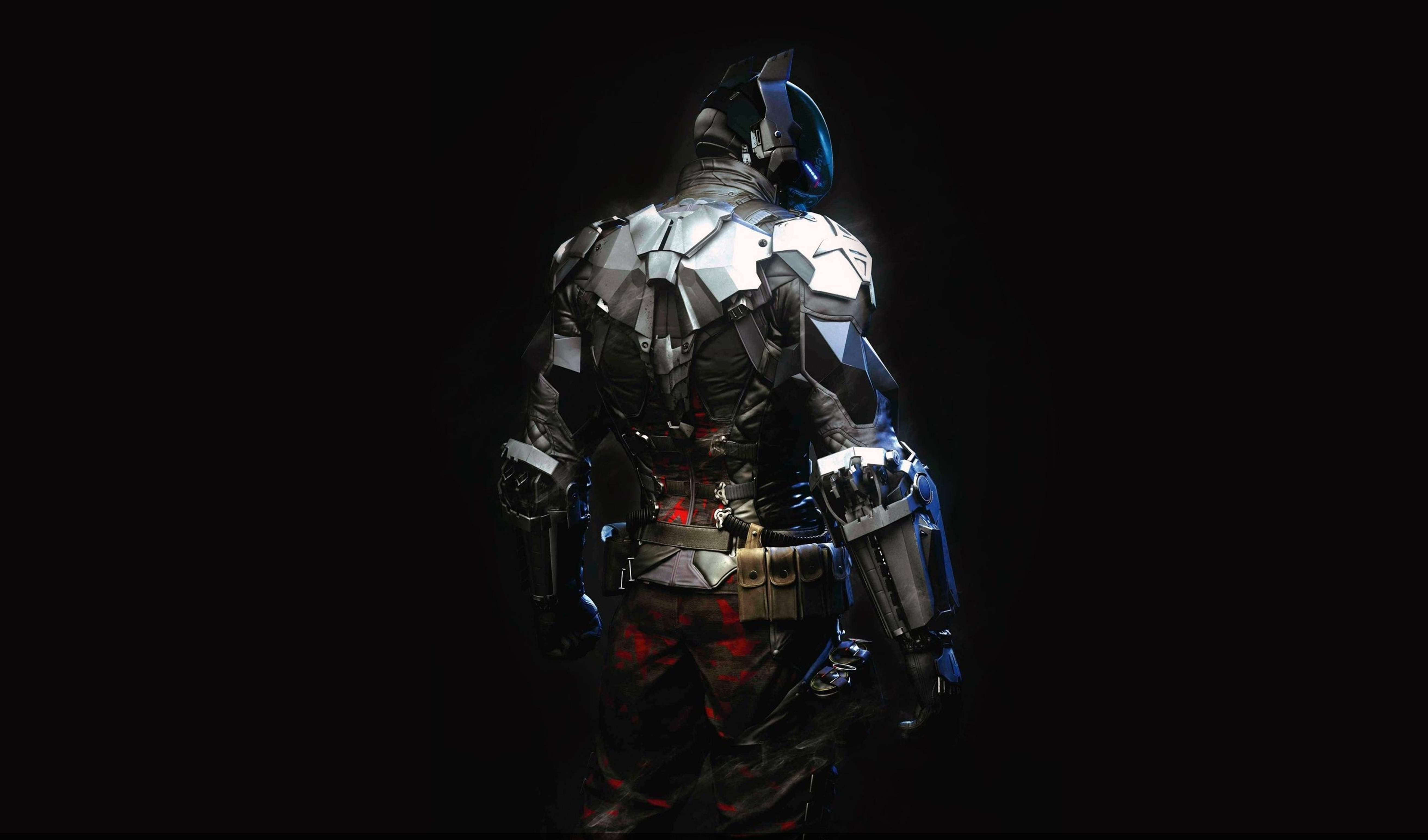 Batman, Arkham City, blue and red glows, 5K Desktop Wallpaper