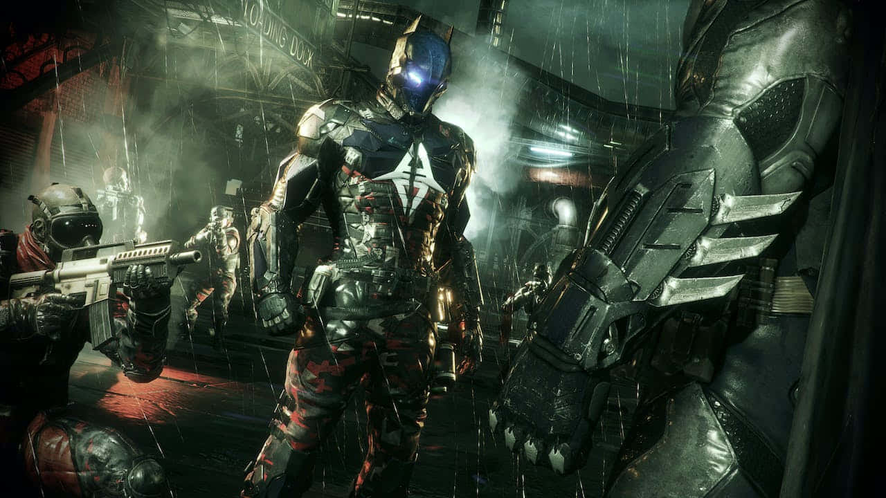 Batman, armored suit, glowing blue cowl, HD Desktop Wallpaper
