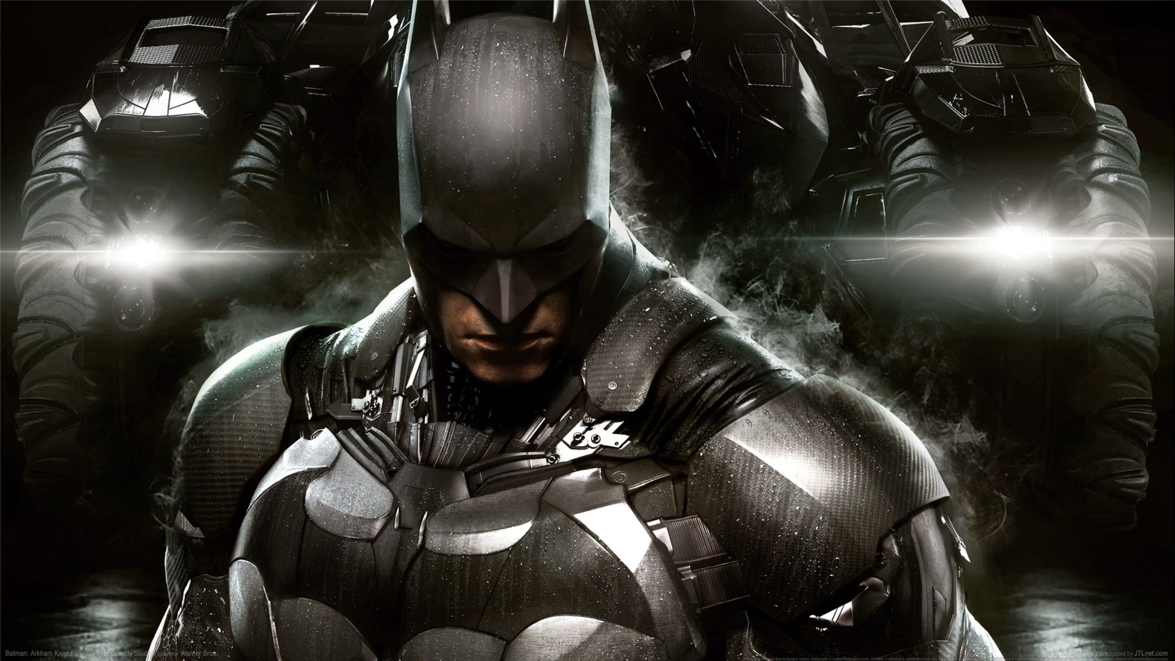 Arkham Knight 4K, Batman, dark rain-slicked armor, 4K Desktop Wallpaper