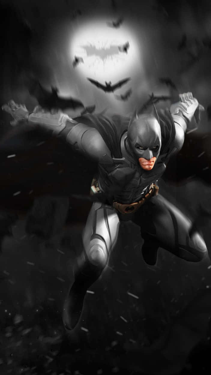 Batman Arkham Knight, stormy night sky, bats, SD Phone Wallpaper