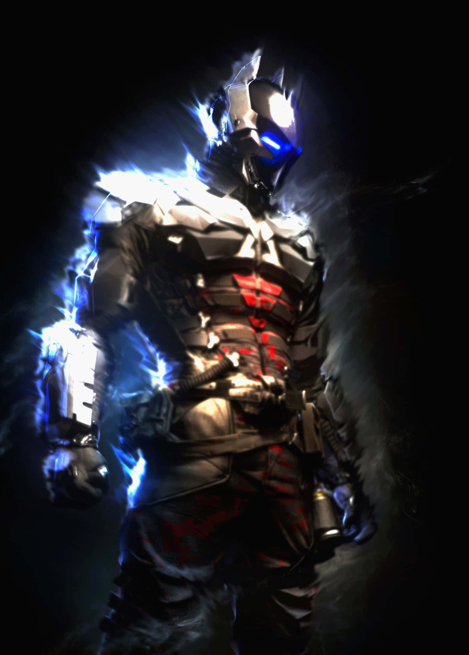Batman Arkham Knight, glowing blue energy, dark suit, Full HD Phone Wallpaper