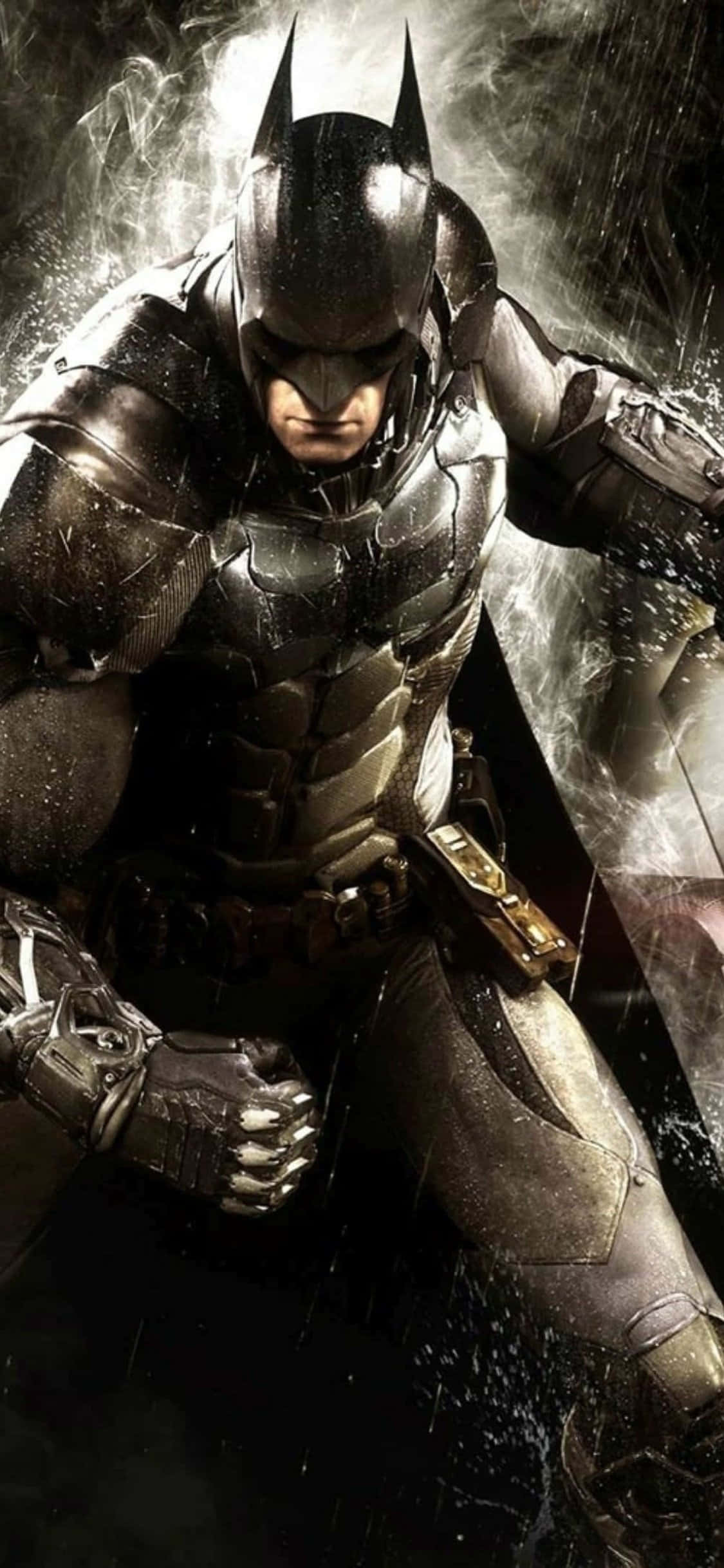 Batman: Arkham Knight, Batman, rain-soaked urban alleyway, Full HD Phone Wallpaper