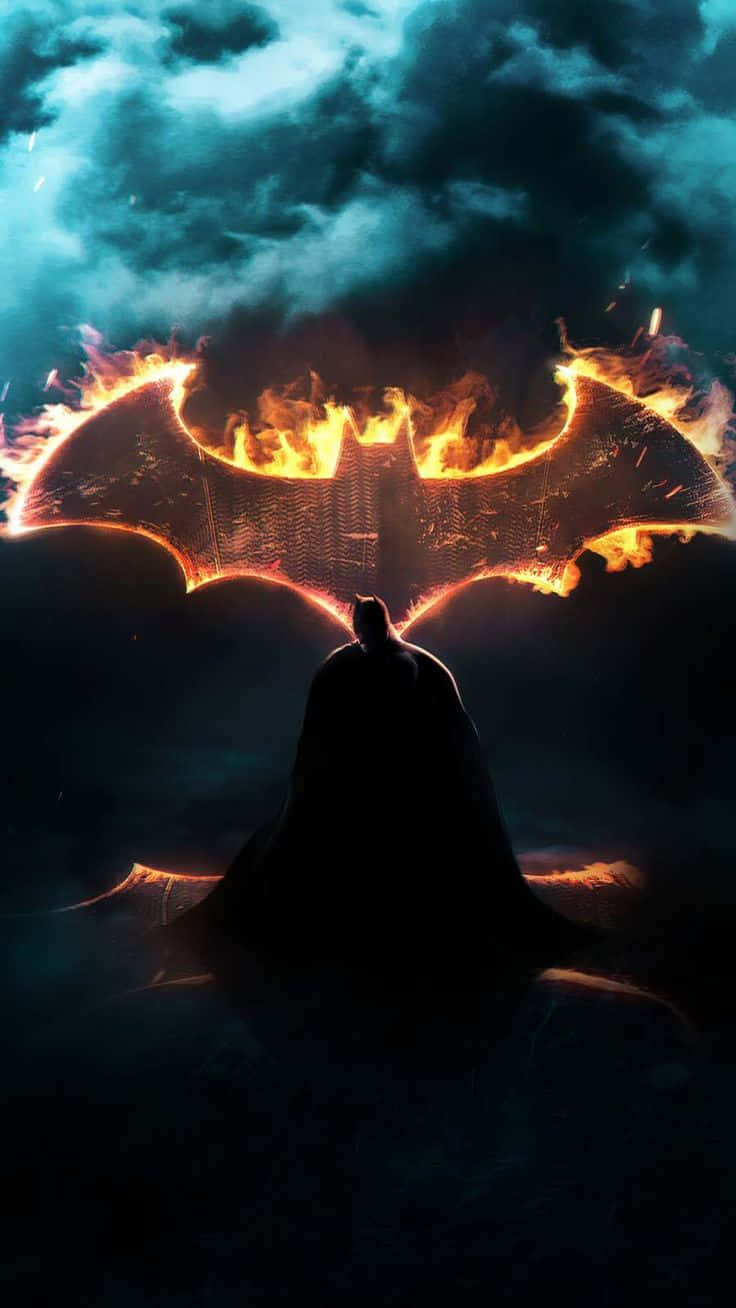 Batman: Arkham Knight, Batman, flaming bat symbol, HD Phone Wallpaper