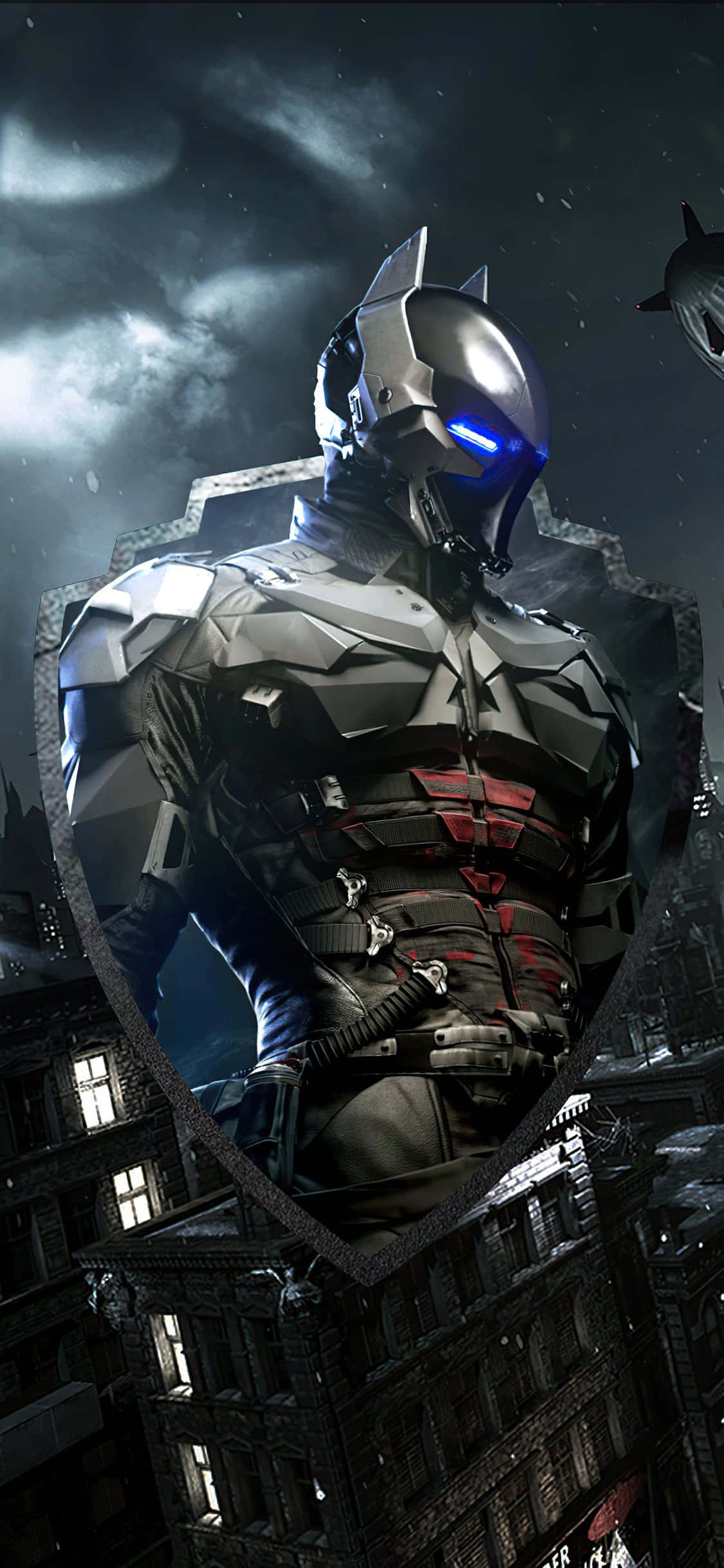 Batman Arkham Knight, shattered mirror, dark cityscape, Full HD Phone Wallpaper