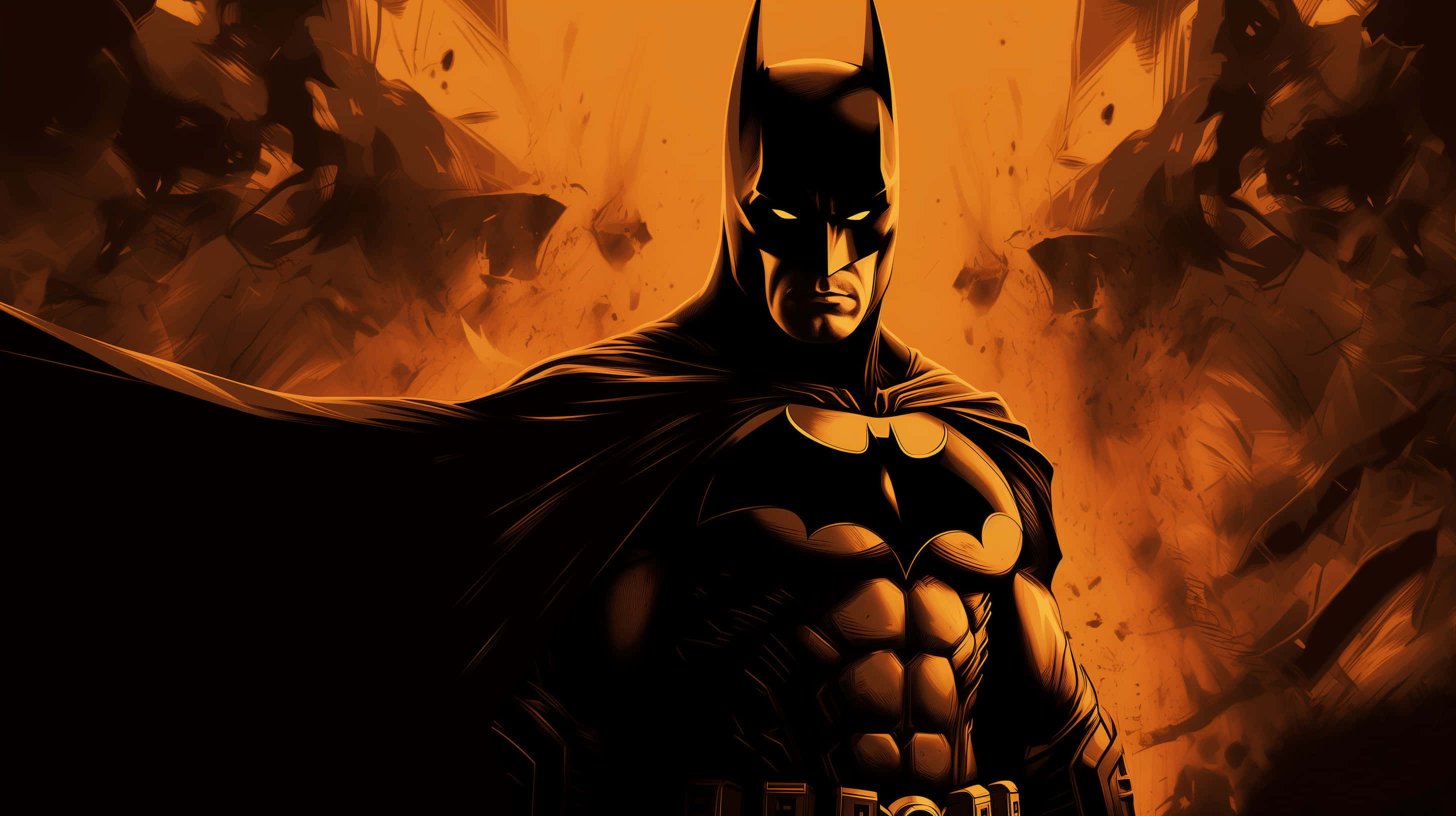 Batman, Dark Knight, orange glow, 2K Desktop Wallpaper