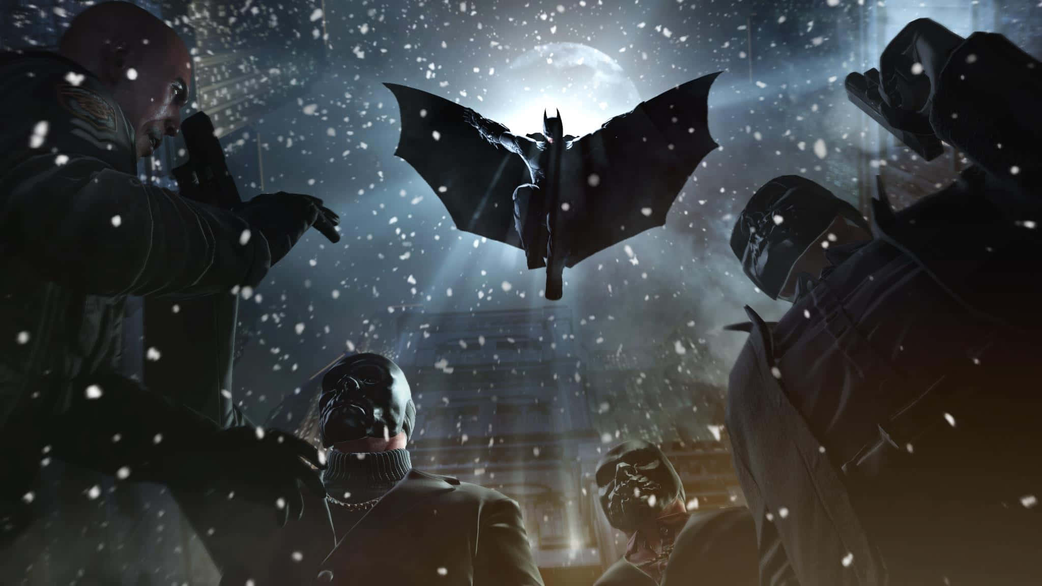 Batman Arkham Origins, Batman, snowy night sky, Full HD Desktop Wallpaper