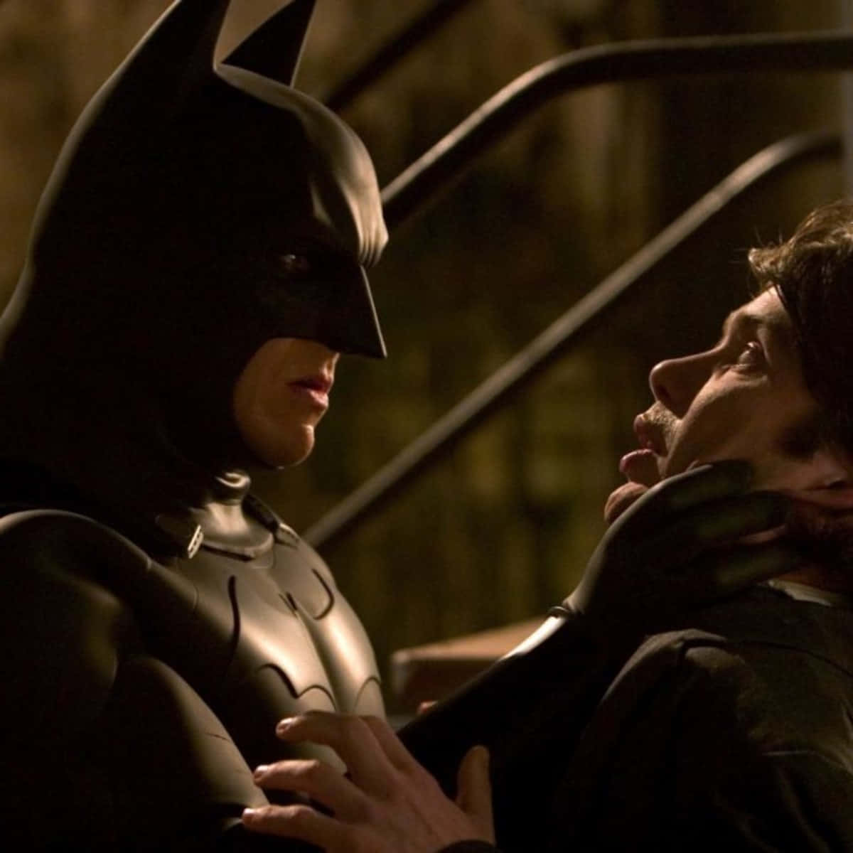 Batman Begins, dimly lit stairwell, Hero in the Darkness, SD Desktop Wallpaper