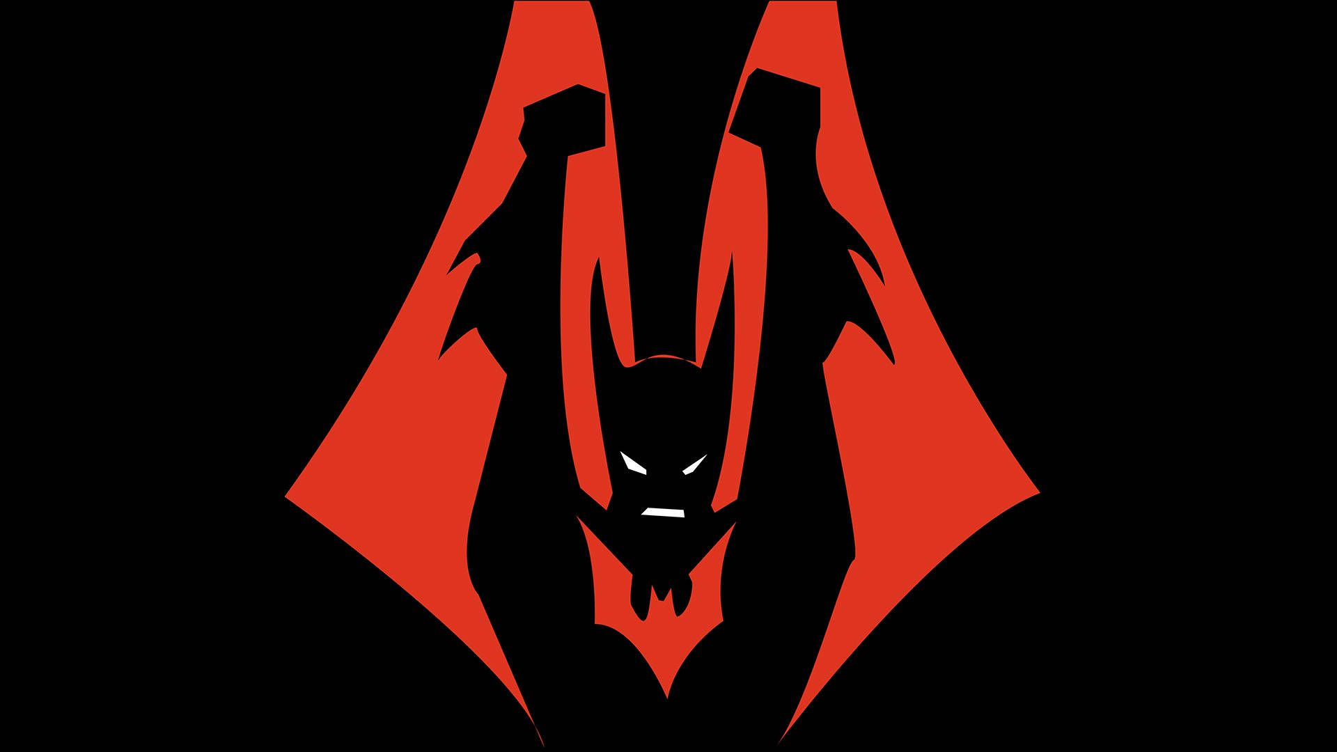 Batman Beyond, red bat silhouette, glowing white eyes, Full HD Desktop Wallpaper
