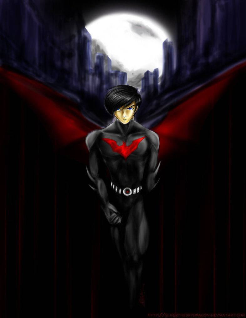 Batman Beyond, black suit, red bat emblem, SD Phone Wallpaper