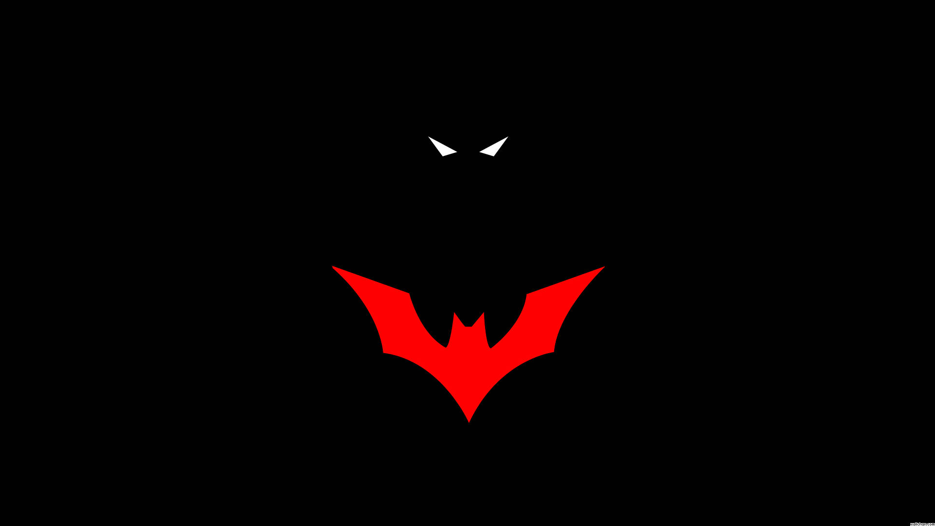 Batman Beyond, red bat symbol, glowing white eyes, Full HD Desktop Wallpaper