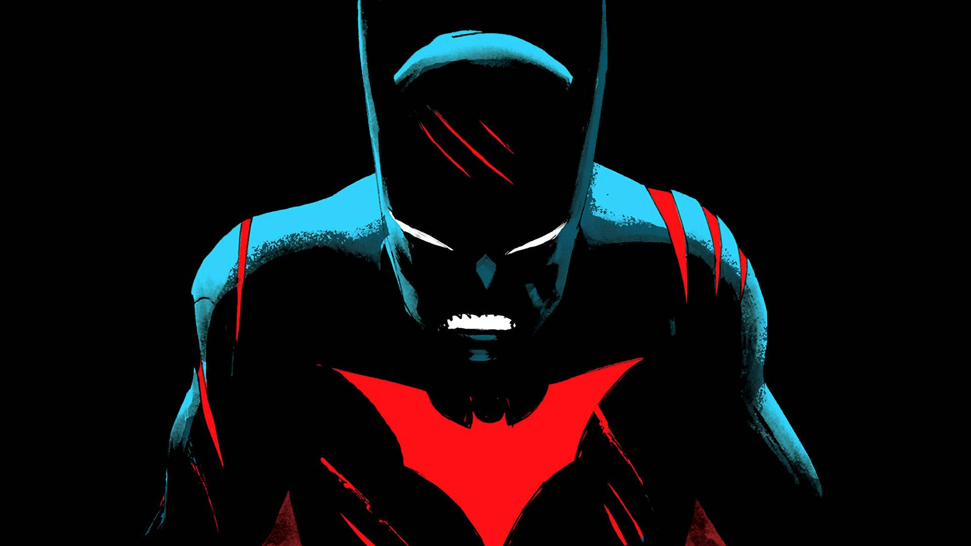 Batman Beyond, blue and red suit, black background, Full HD Desktop Wallpaper