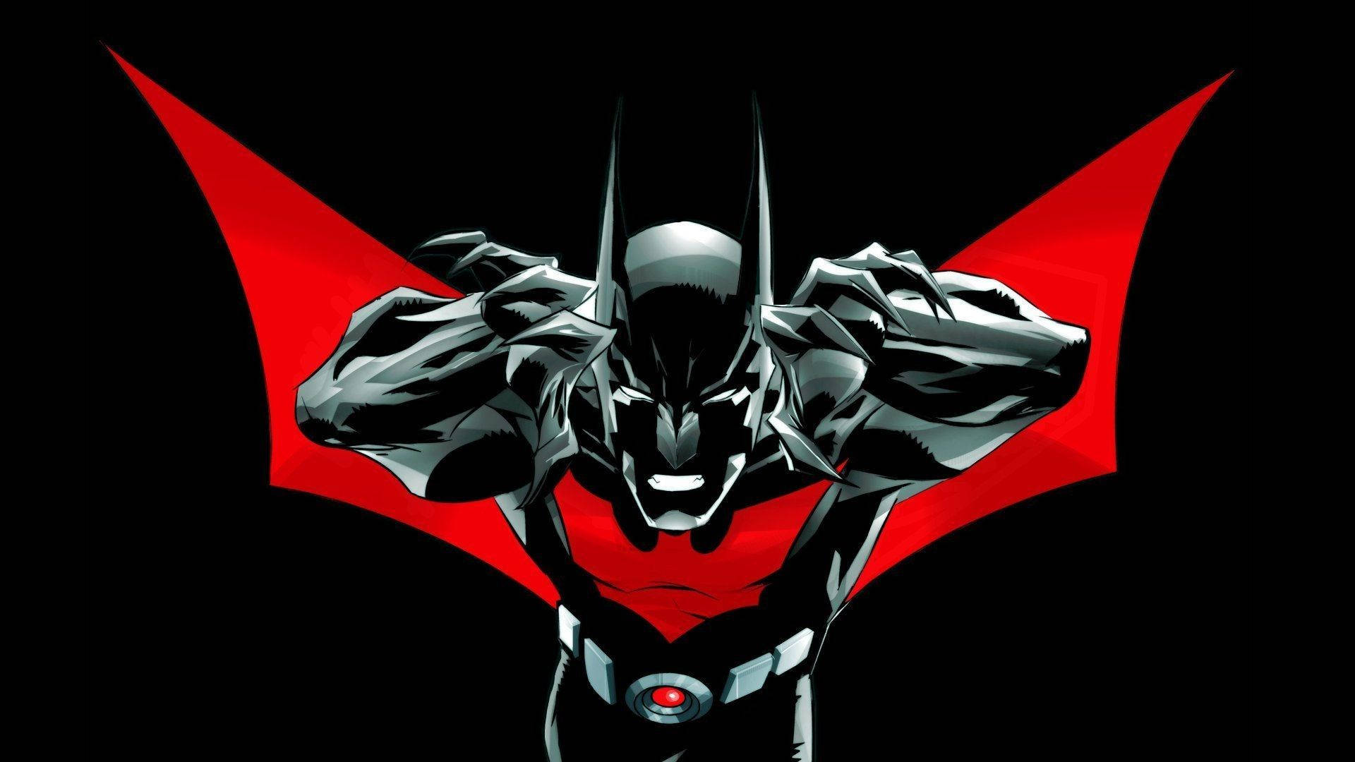Batman Beyond, red cape, black background, Full HD Desktop Wallpaper