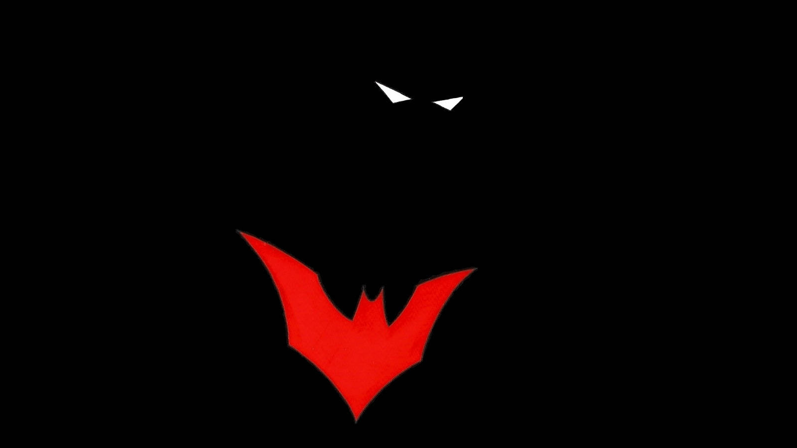 Batman Beyond, red bat symbol, glowing white eyes, HD Desktop Wallpaper