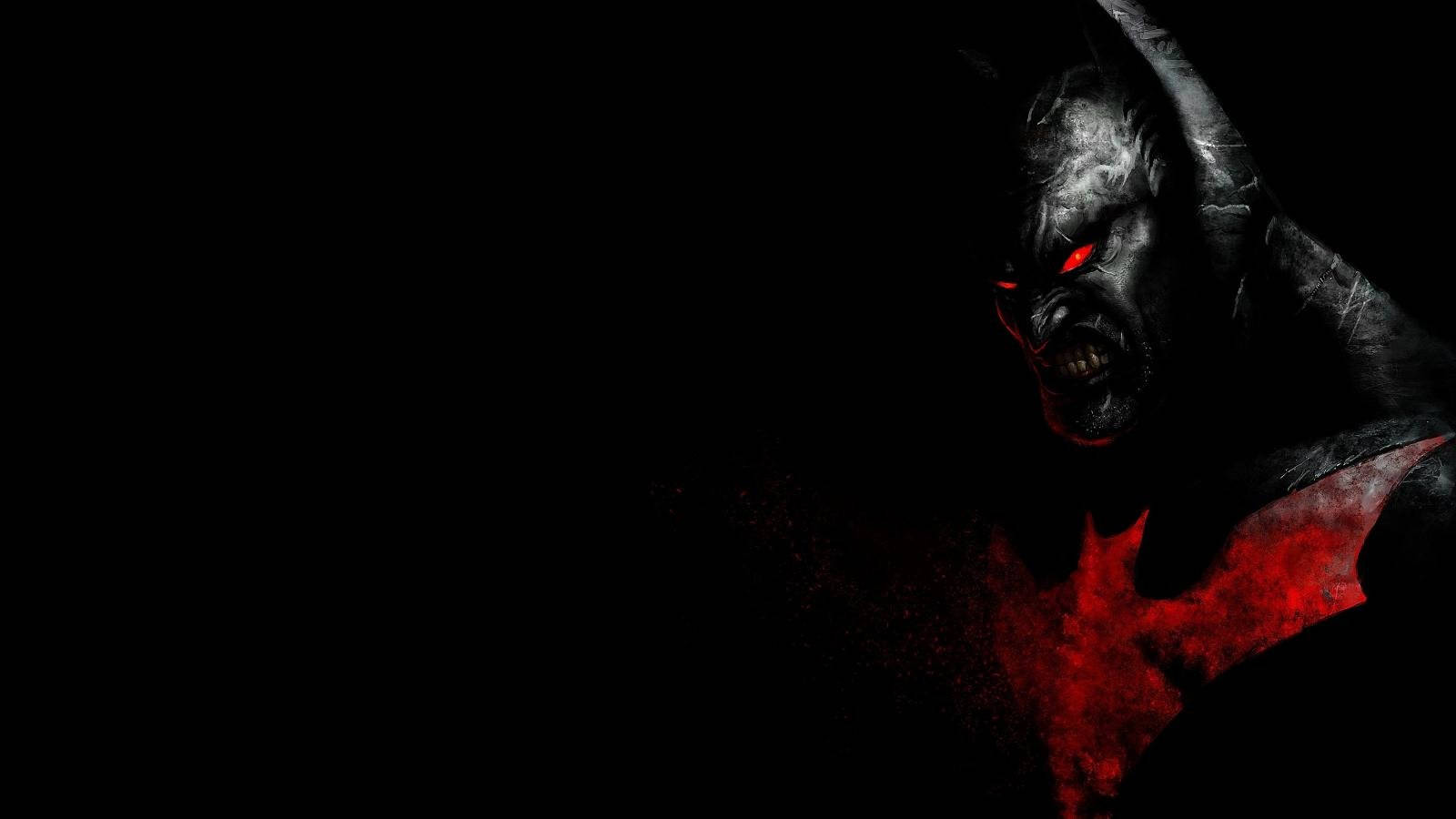 Batman Beyond, glowing red eyes, red bat symbol, HD Desktop Wallpaper
