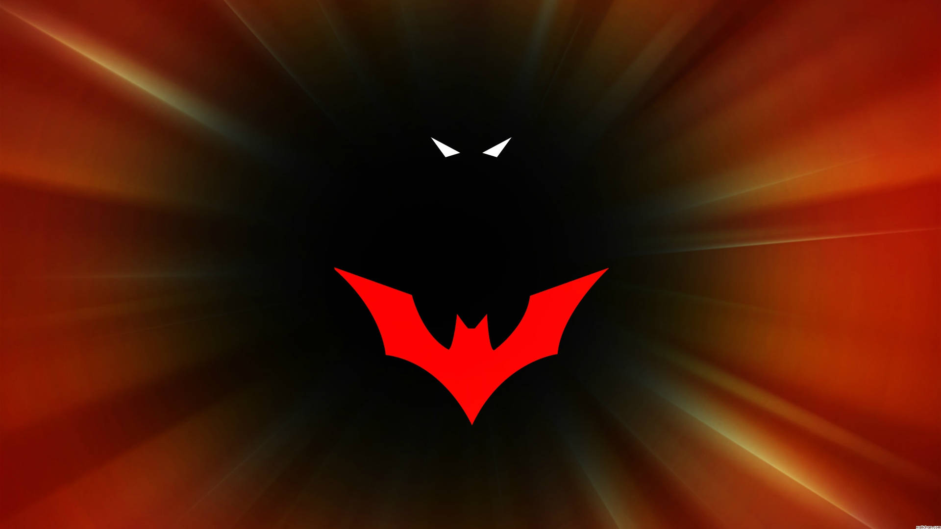 Batman Beyond, dark orange burst, red bat symbol, Full HD Desktop Wallpaper
