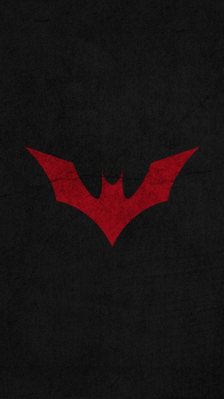 Batman Beyond, red bat symbol, textured black background, HD Phone Wallpaper