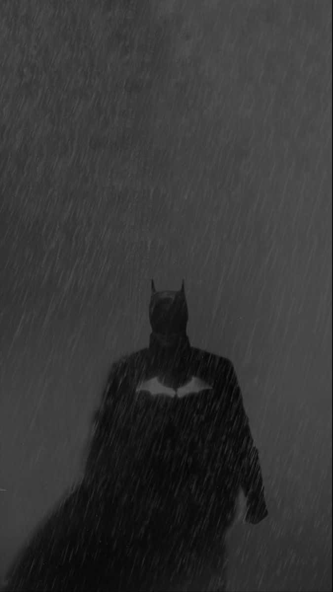 Batman, black and white, rainstorm, SD Phone Wallpaper